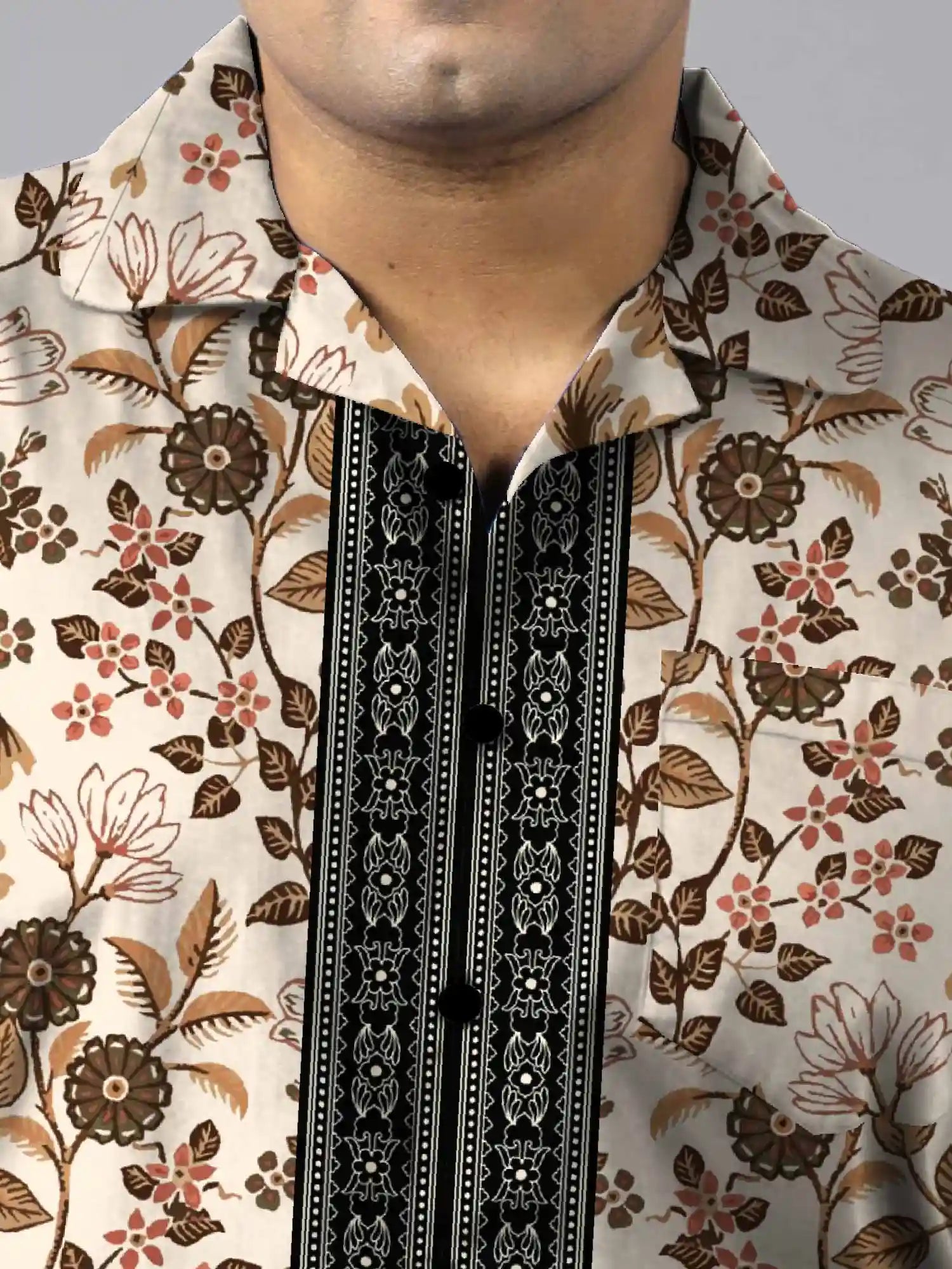 Floral and Leaf Digital Printed Plus Size Men's Full Co-ord Set