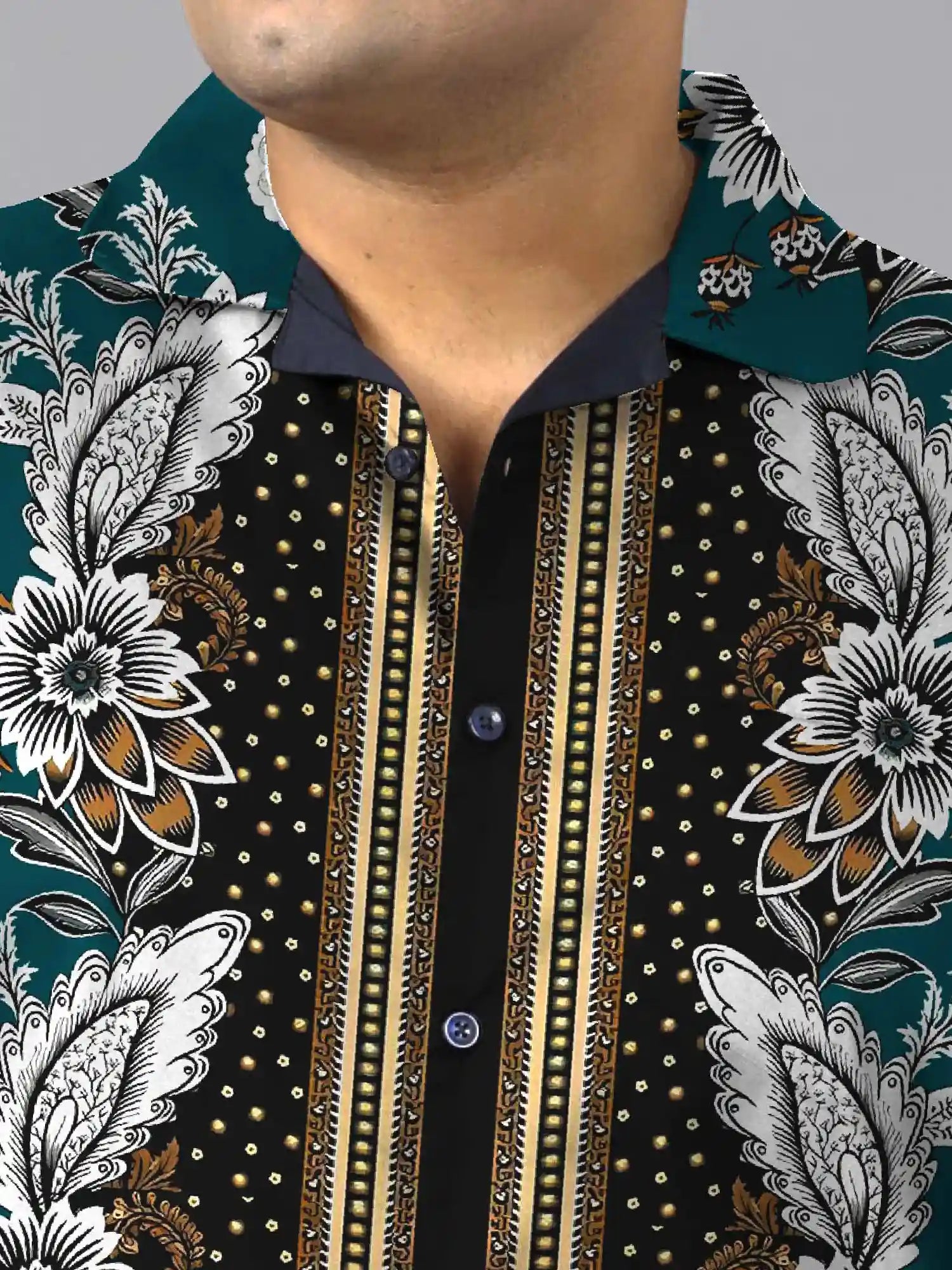 Elaborate Floral Digital Printed Plus Size Men's Full Co-ord Set