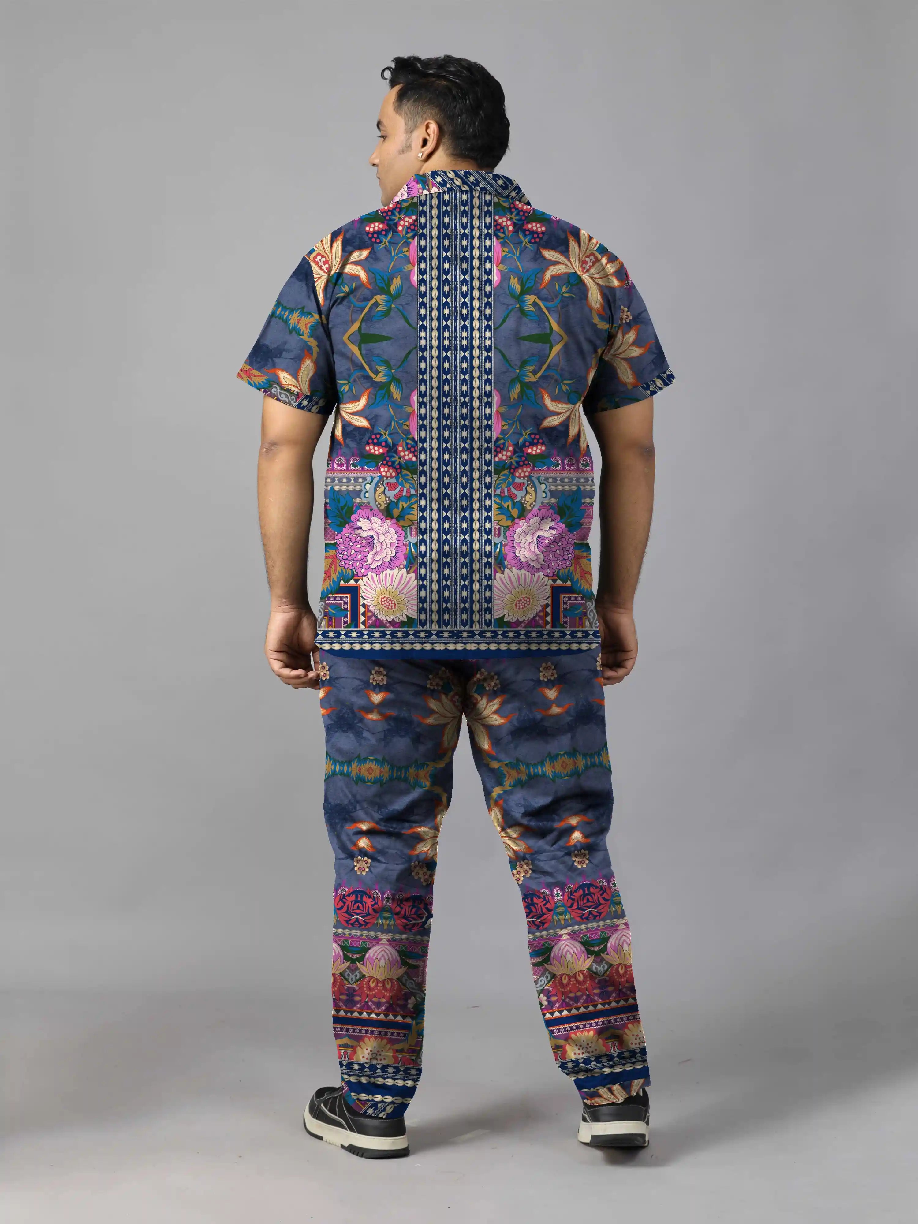 Colorful Floral Digital Printed Plus Size Men's Full Co-ord Set