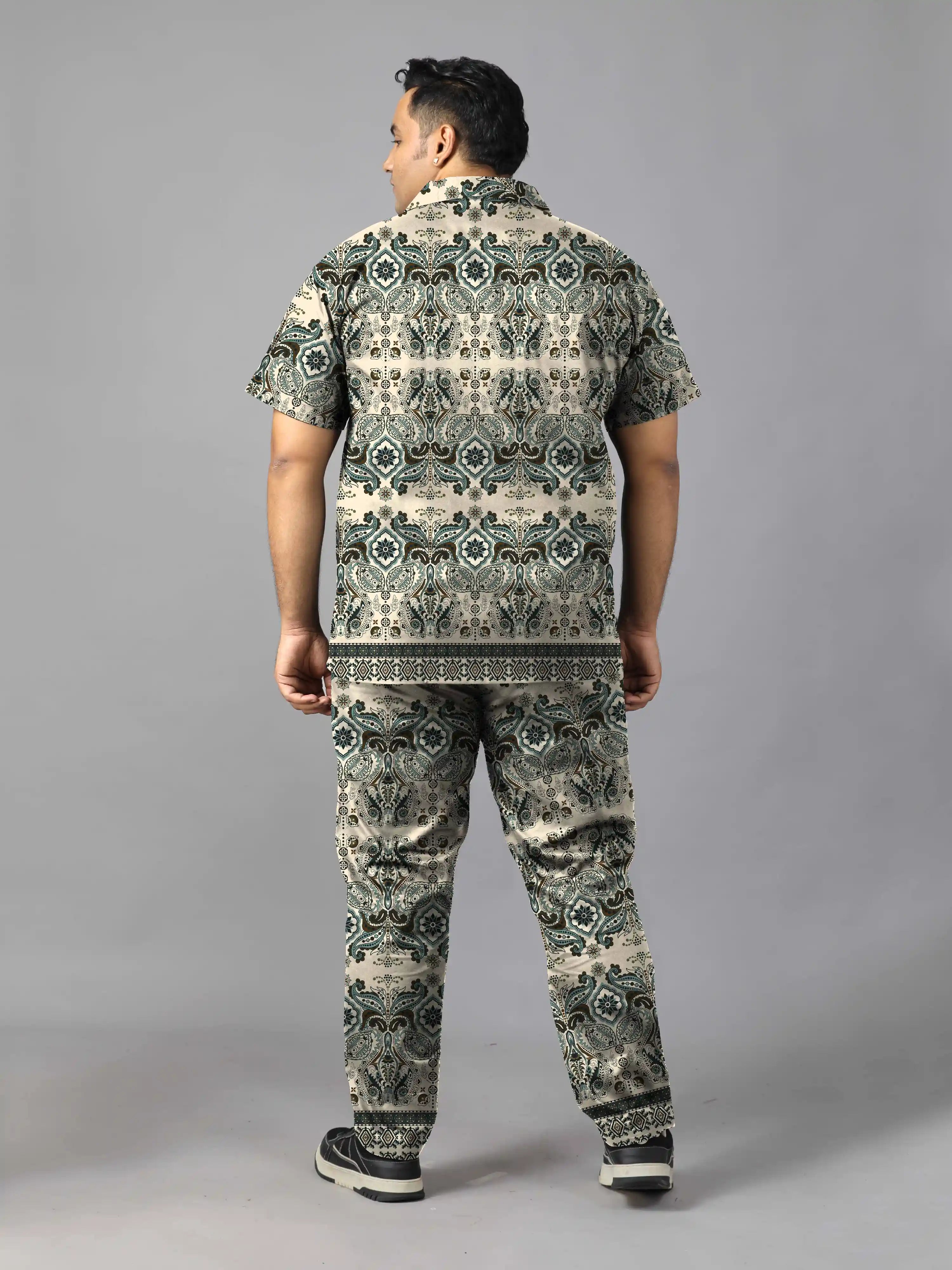 Teardrop Paisley Digital Printed Plus Size Men's Full Co-ord Set