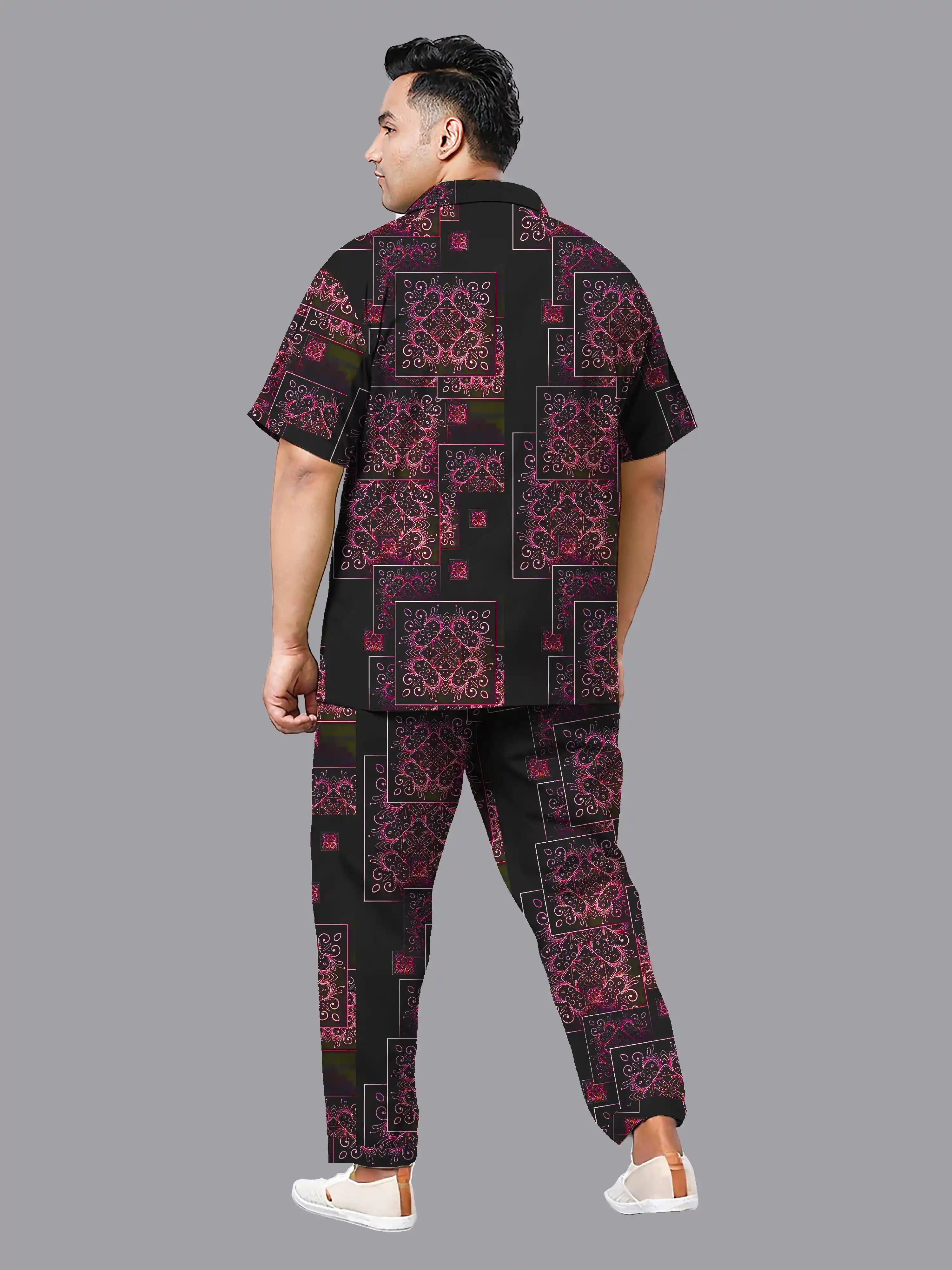 Mandala Square Digital Printed Plus Size Men's Full Co-Ord Set