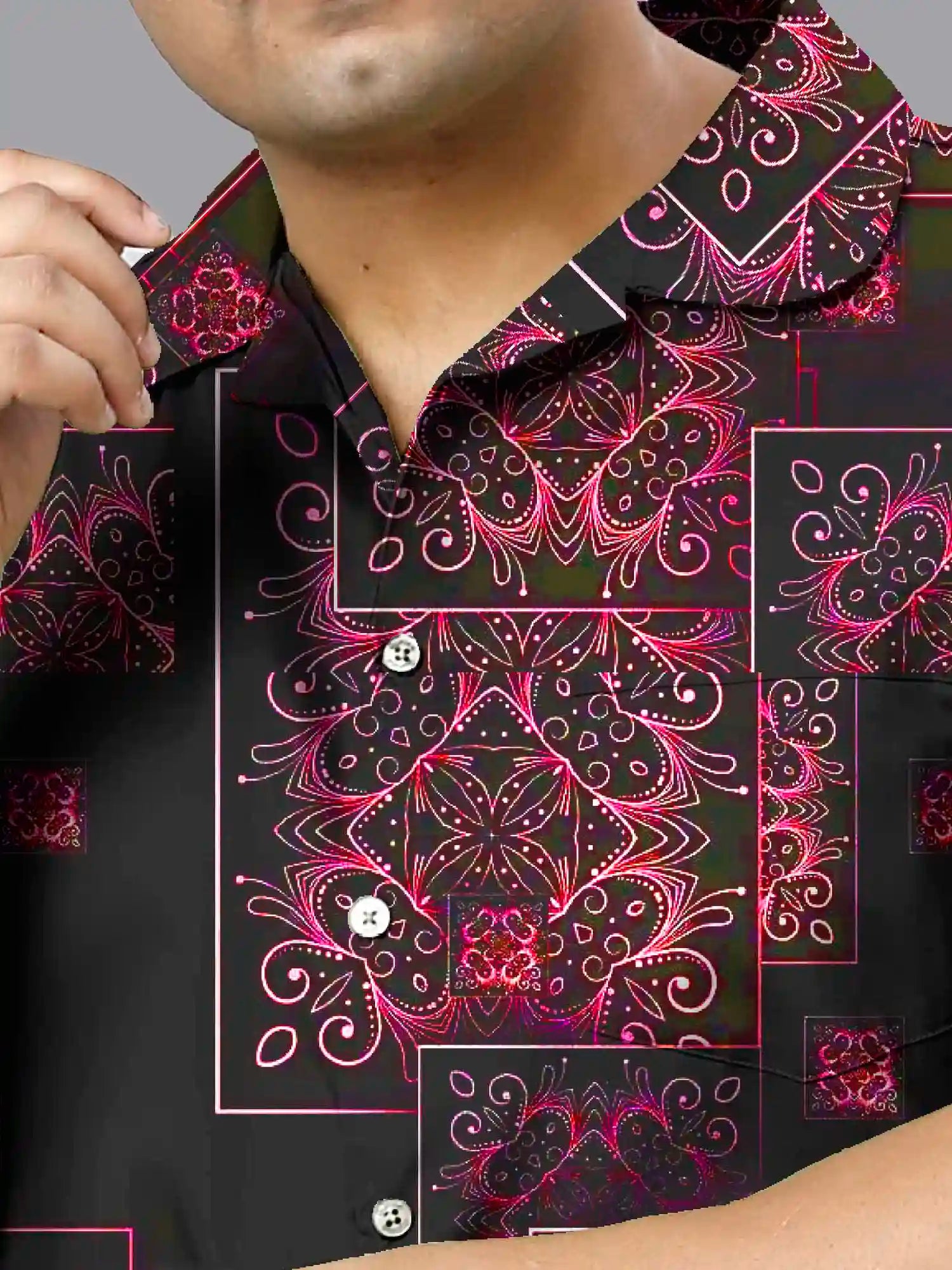 Mandala Square Digital Printed Plus Size Men's Full Co-Ord Set
