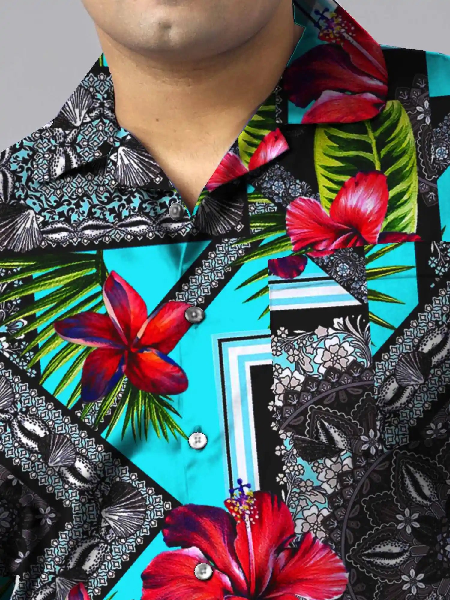 Vintage Floral Digital Printed Plus Size Men's Full Co-Ord Set