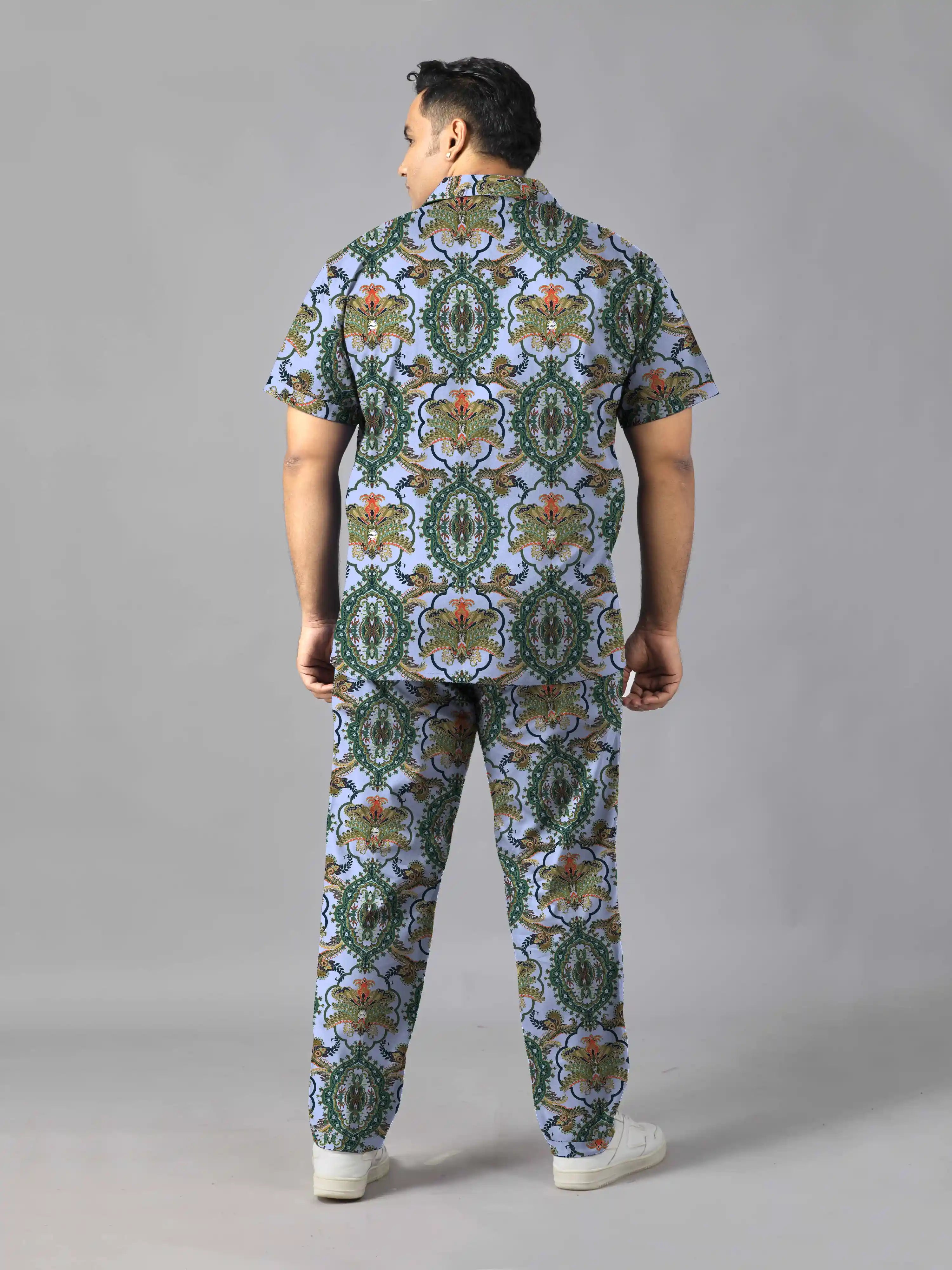 Victorian Chinoiserie Digital Printed Plus Size Men's Full Co-Ord Set