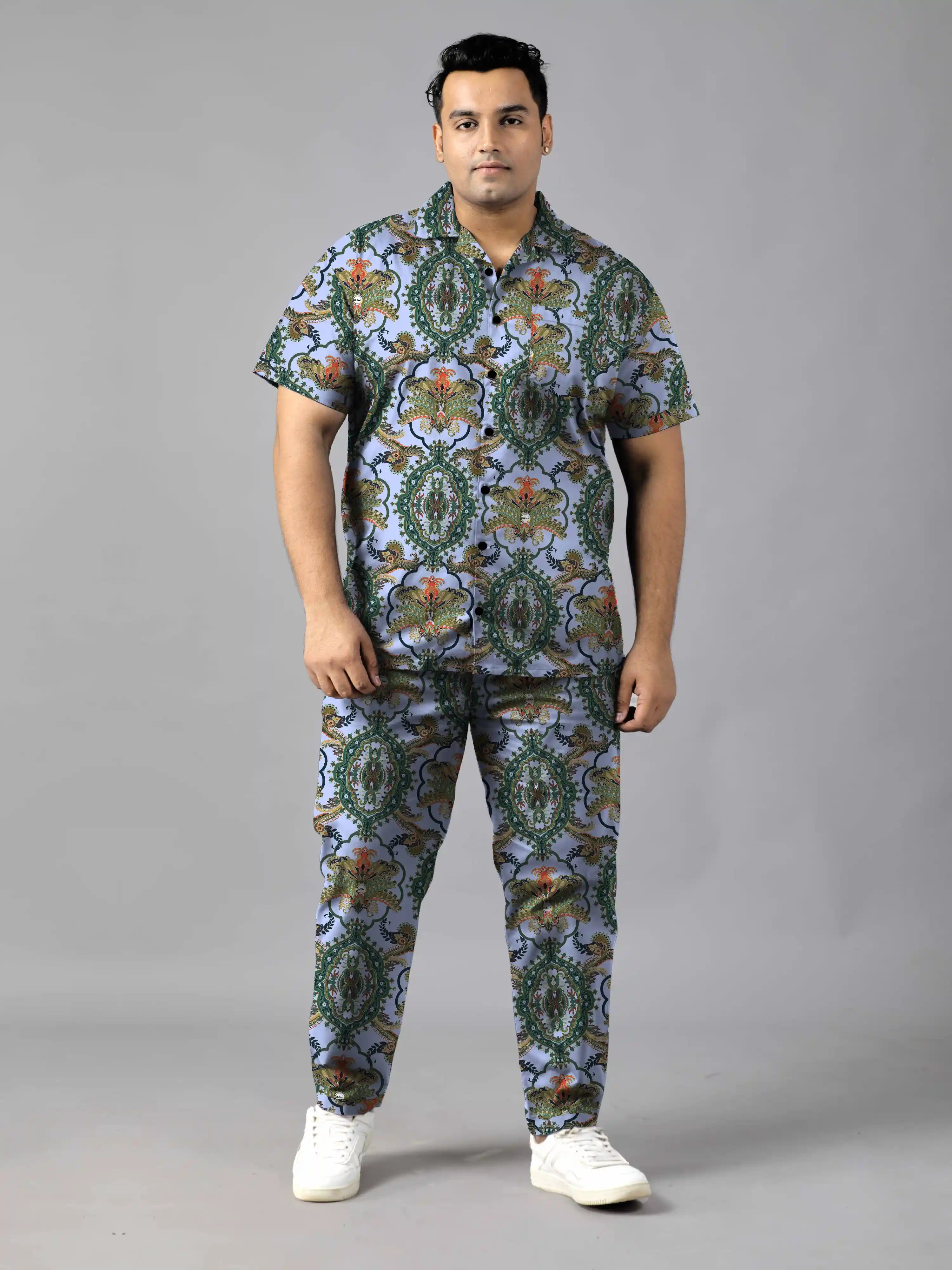 Victorian Chinoiserie Digital Printed Plus Size Men's Full Co-Ord Set