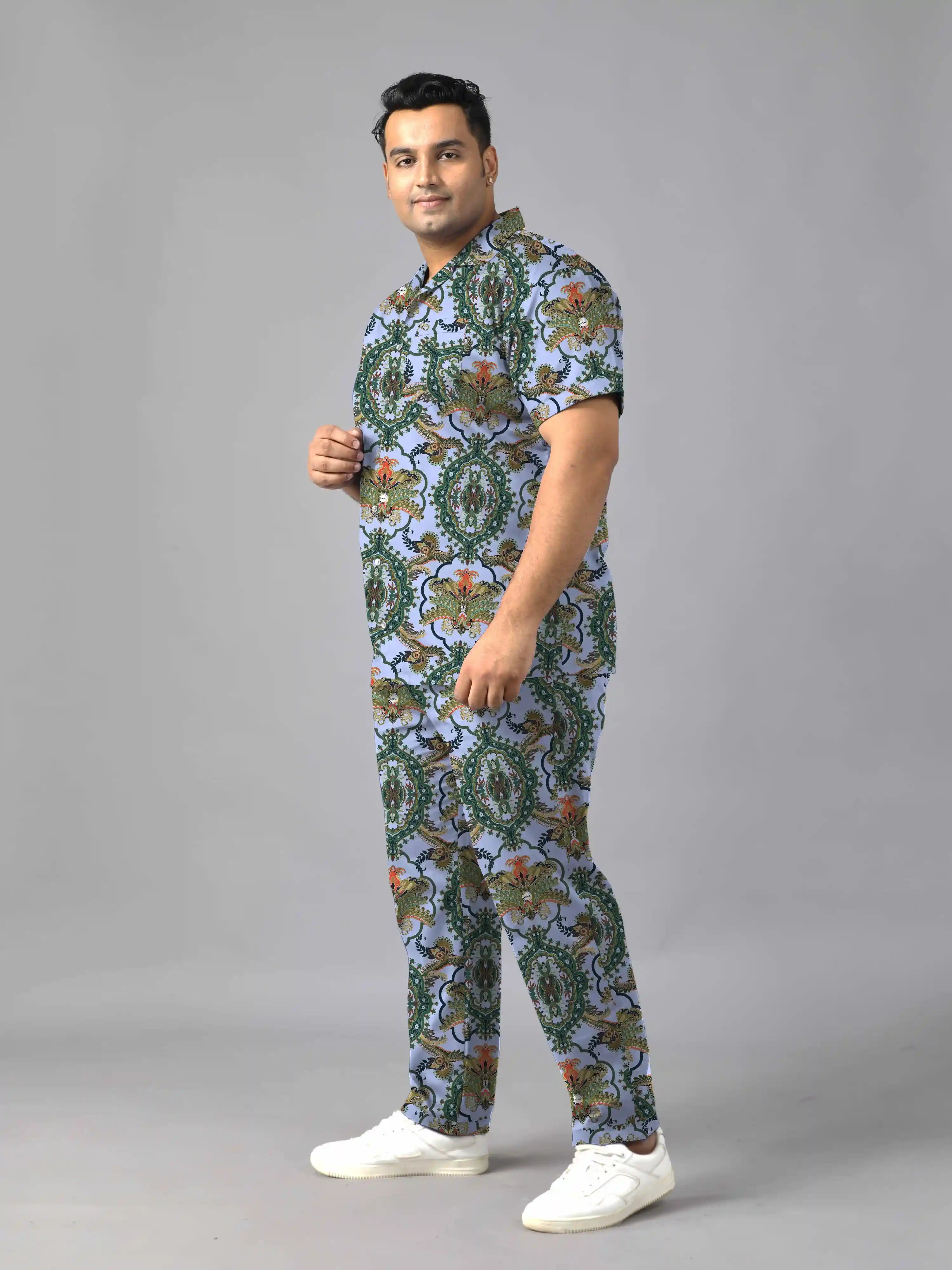 Victorian Chinoiserie Digital Printed Plus Size Men's Full Co-Ord Set