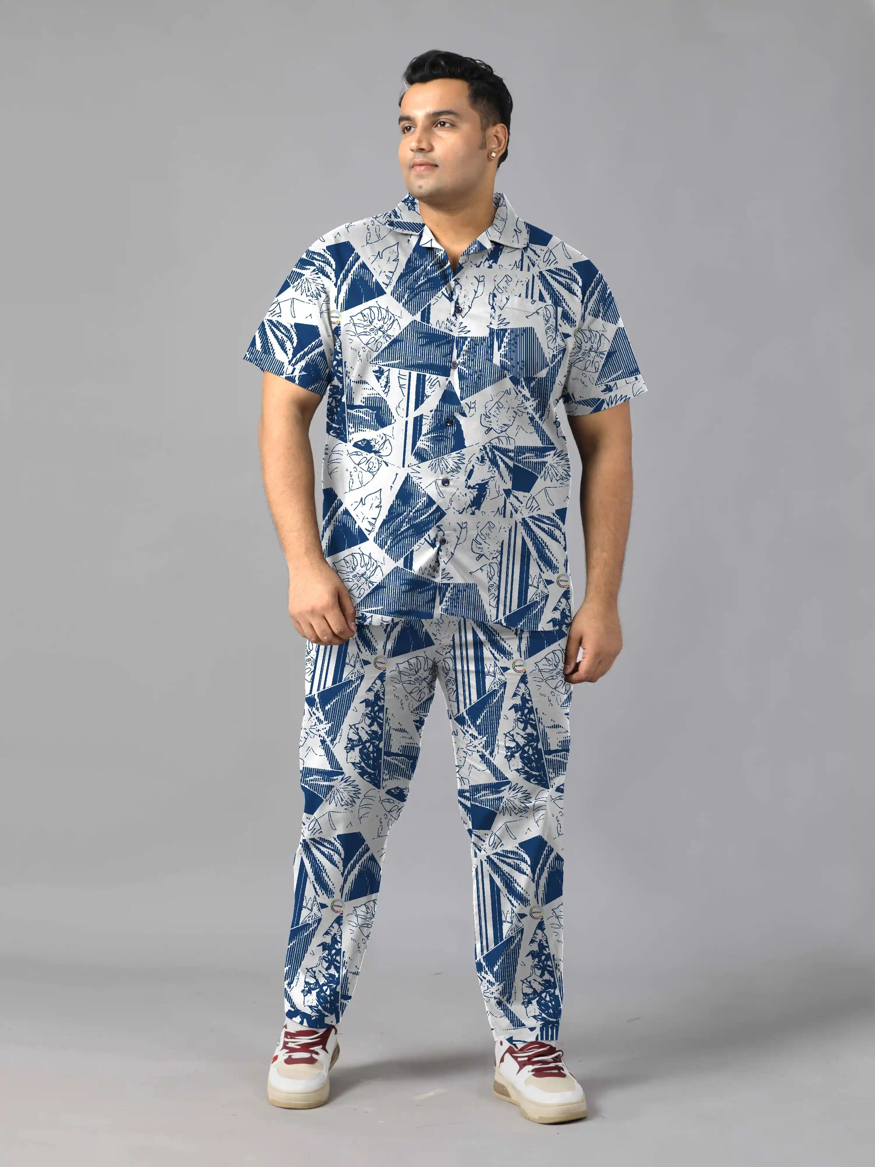 American Motifs Digital Printed Plus Size Men's Full Co-Ord Set
