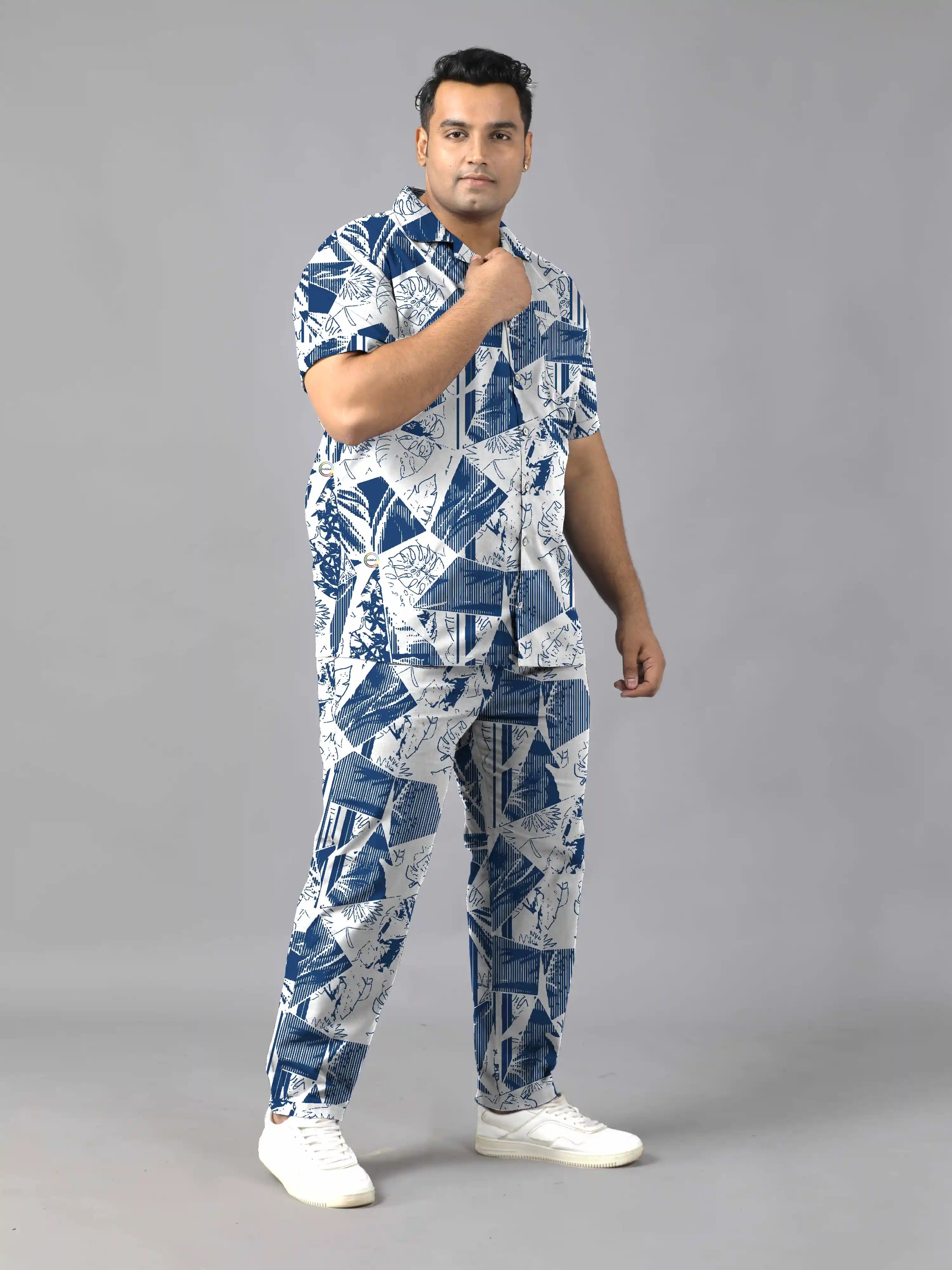 American Motifs Digital Printed Plus Size Men's Full Co-Ord Set