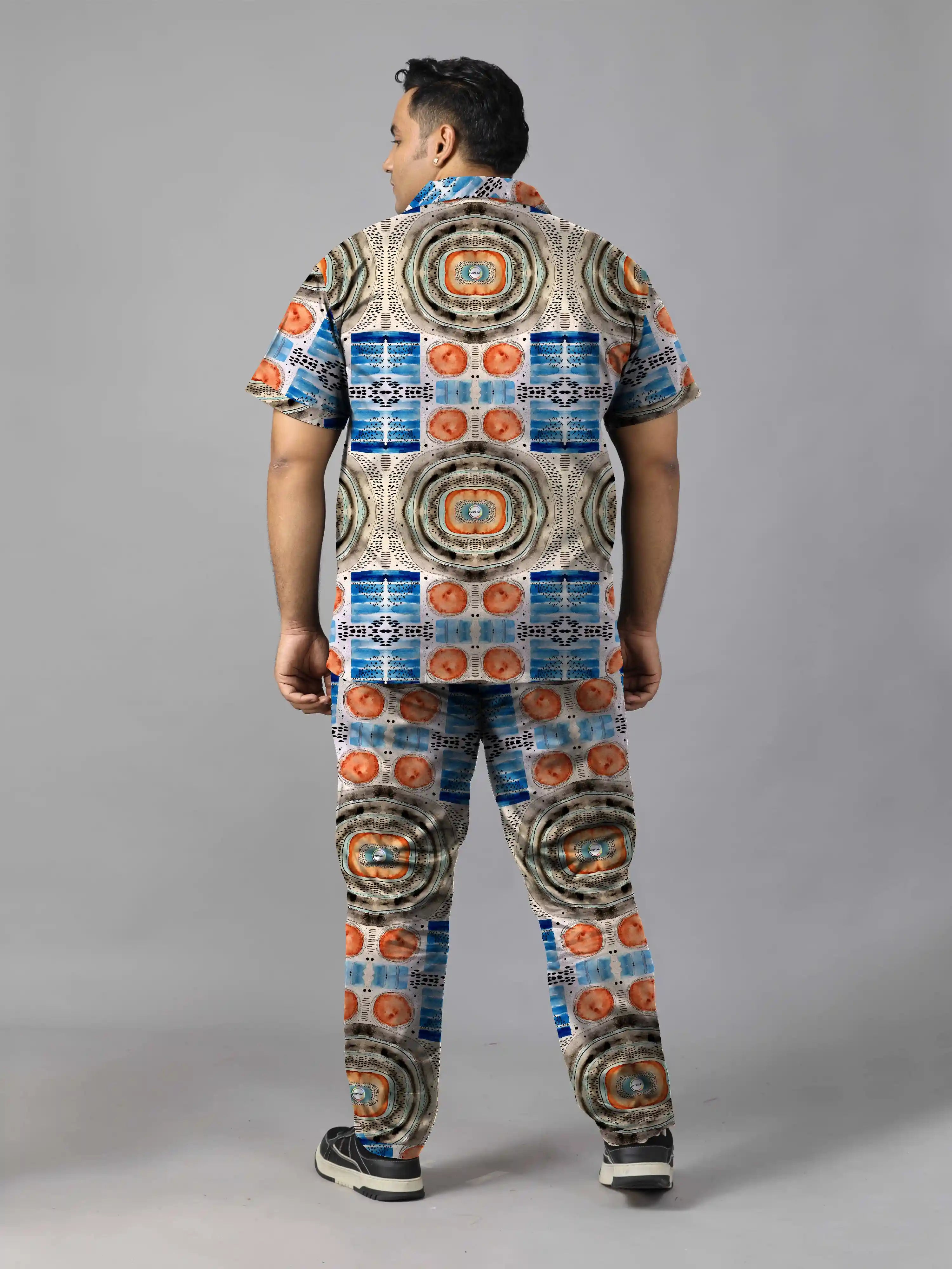 Modern Art Digital Printed Plus Size Men's Full Co-Ord Set