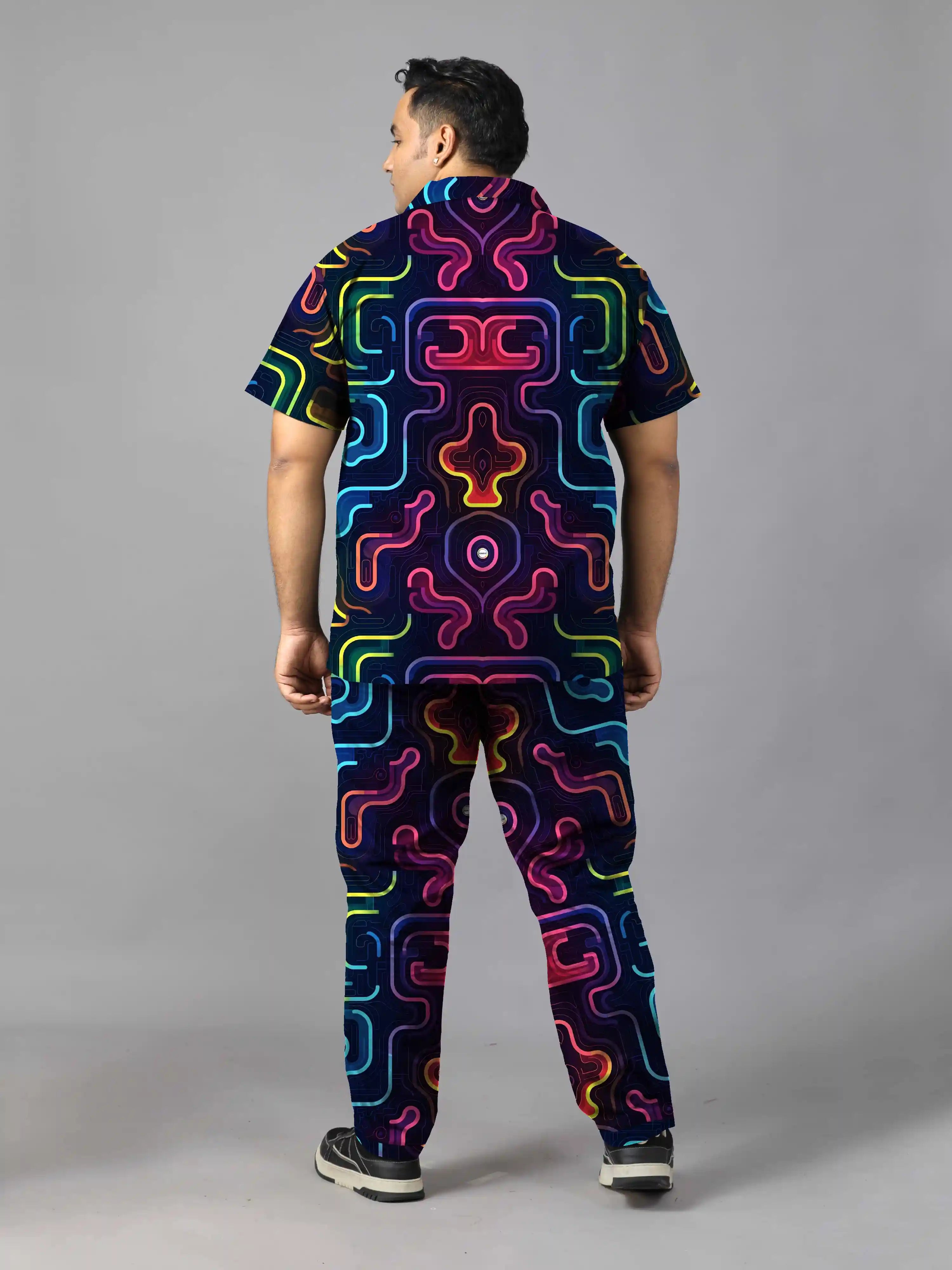 Circuit Board Digital Printed Plus Size Men's Full Co-Ord Set