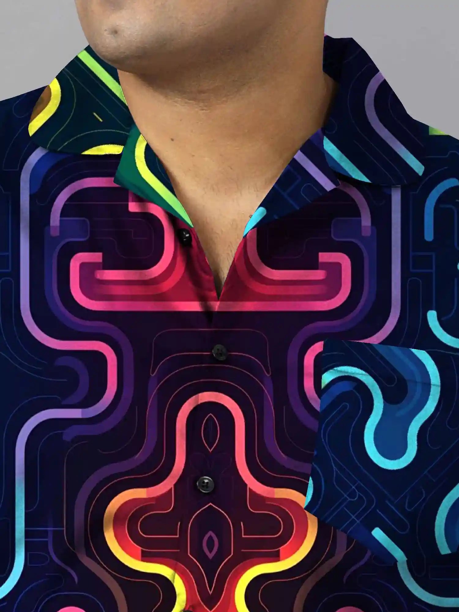 Circuit Board Digital Printed Plus Size Men's Full Co-Ord Set