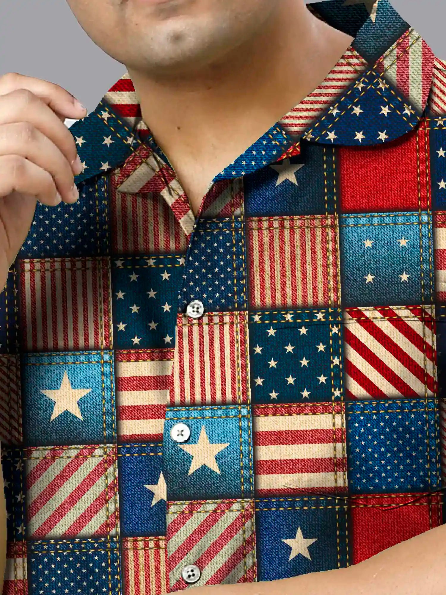 American Flag Digital Printed Plus Size Men's Full Co-ord Set