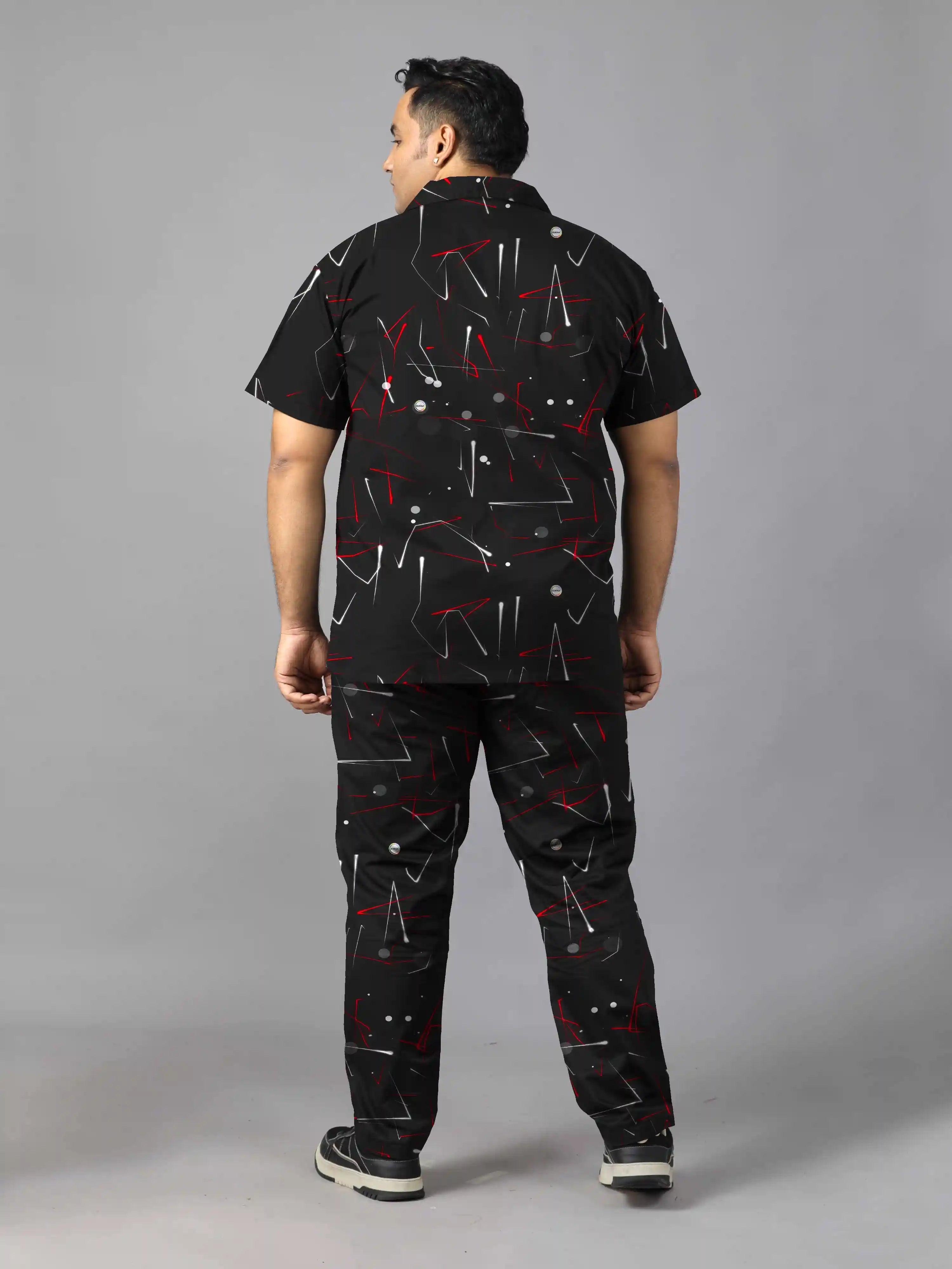 Particle Effects Digital Printed Plus Size Men's Full Co-Ord Set