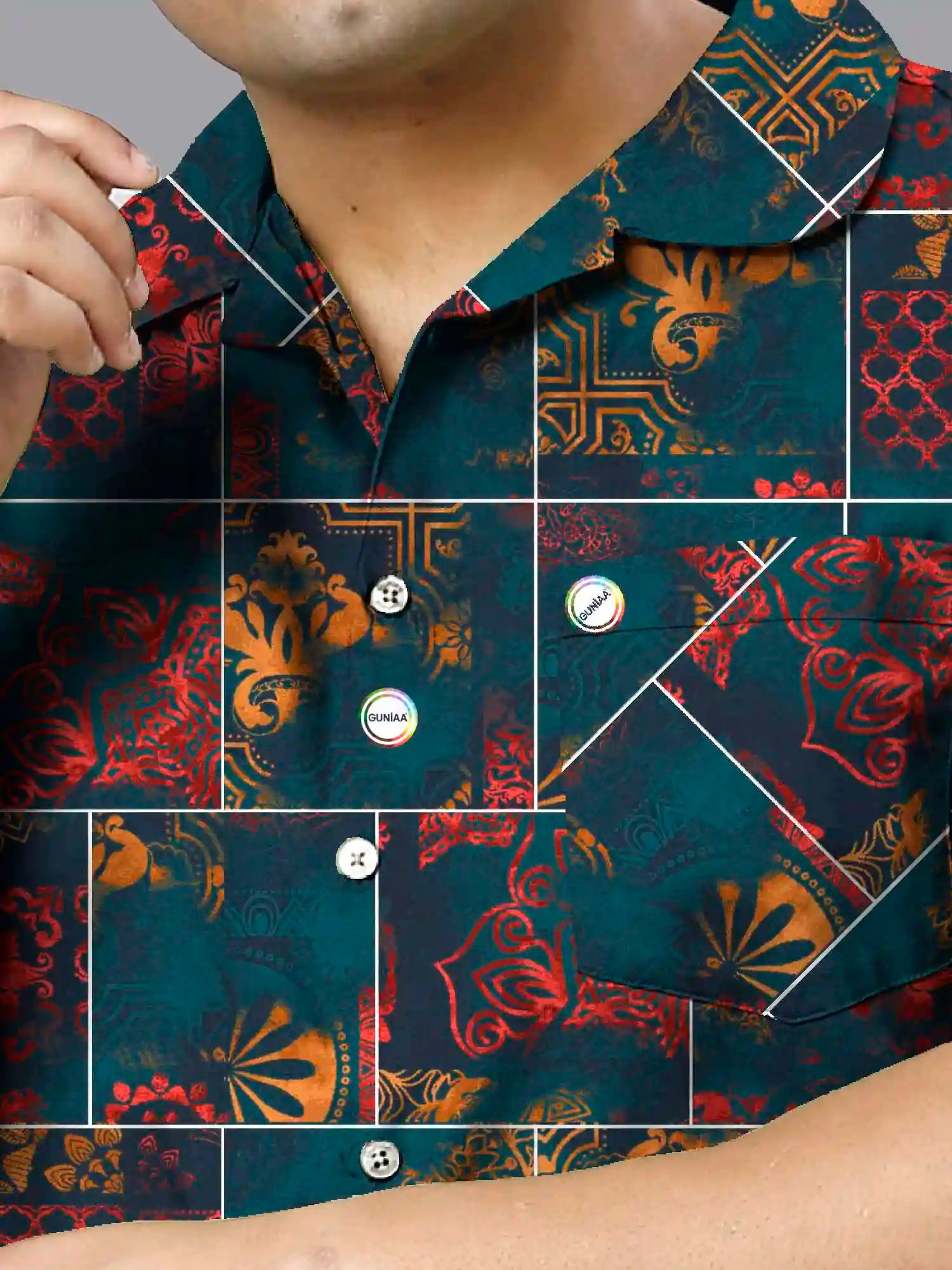 Mandala Border Digital Printed Plus Size Men's Full Co-Ord Set