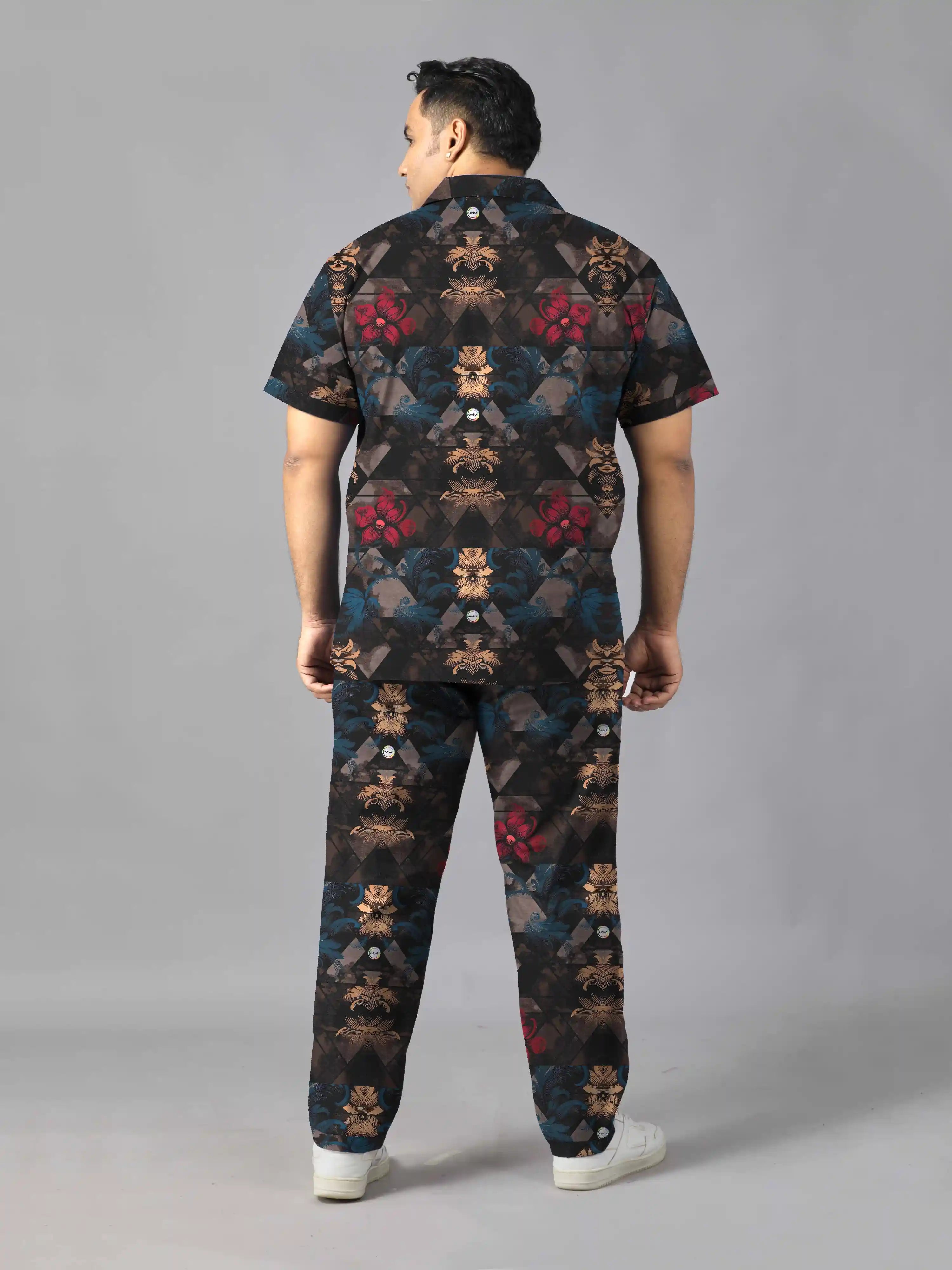 Baroque Style Digital Printed Plus Size Men's Full Co-Ord Set