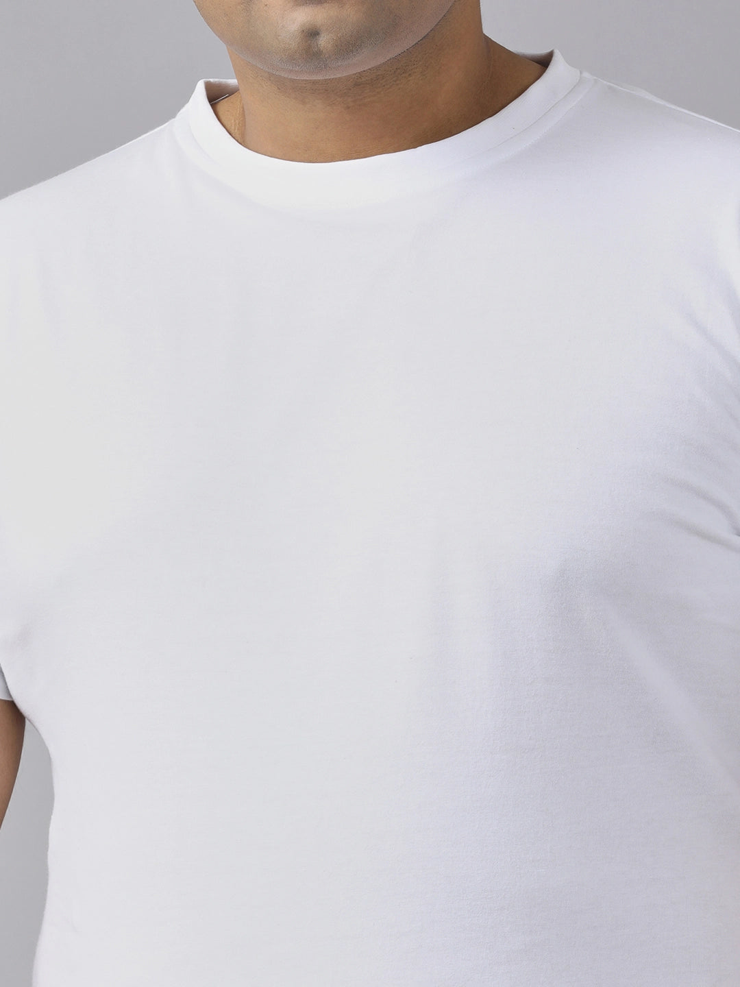 White Solid Knits Plus Size Men’s Full Co-ord Set