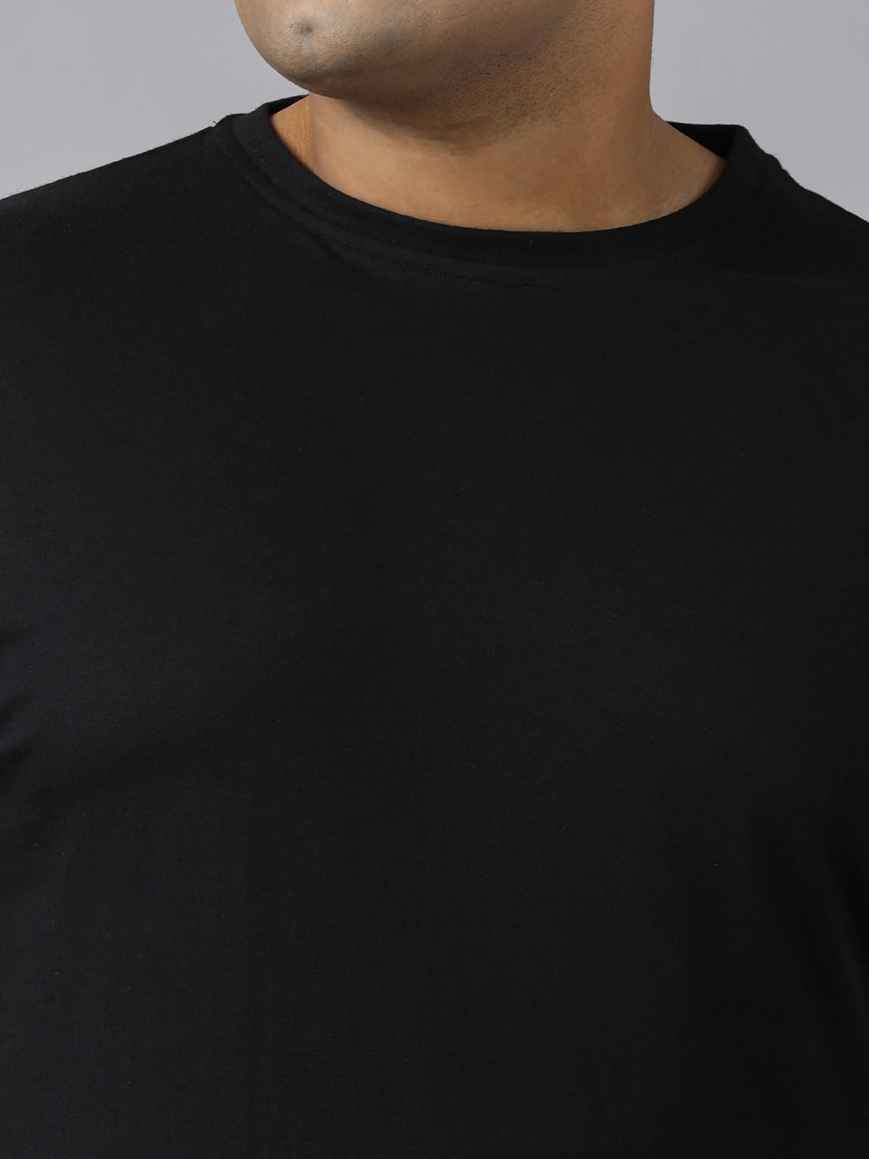 Black Solid Knits Plus Size Men’s Full Co-ord Set