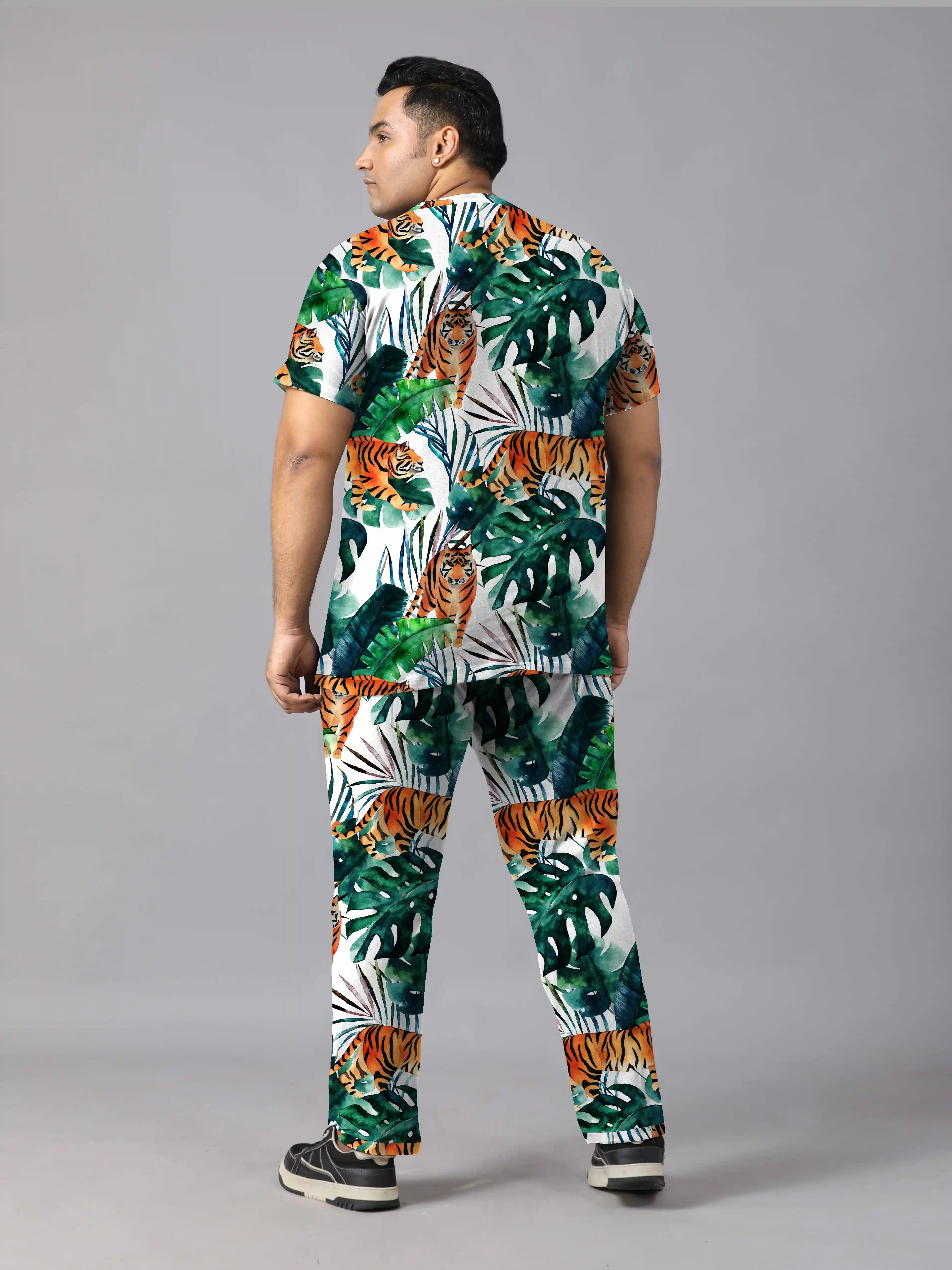 Multiple Tigers Digital Printed  Knits Plus Size Men’s Full Co-ord Set