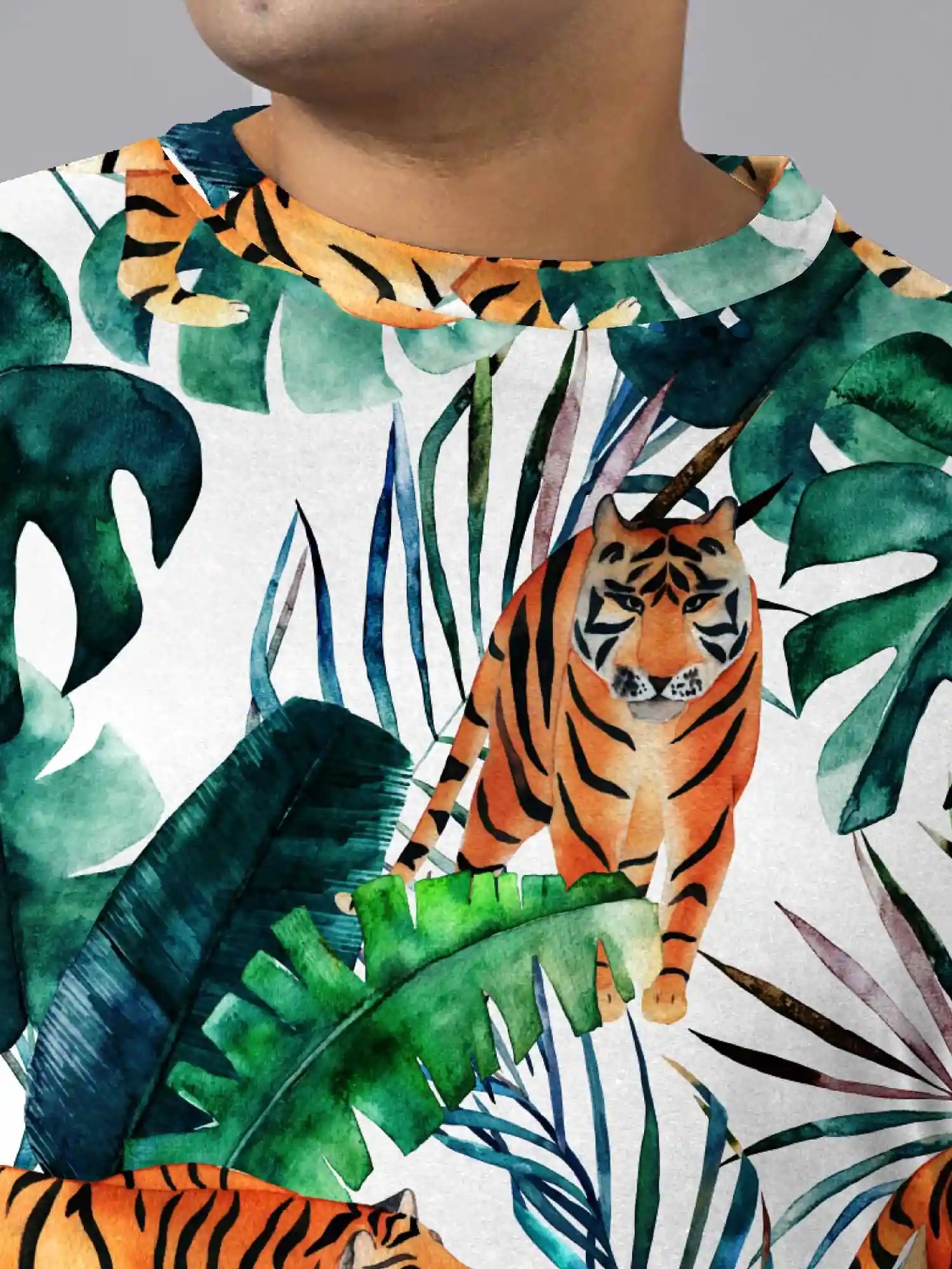 Multiple Tigers Digital Printed  Knits Plus Size Men’s Full Co-ord Set