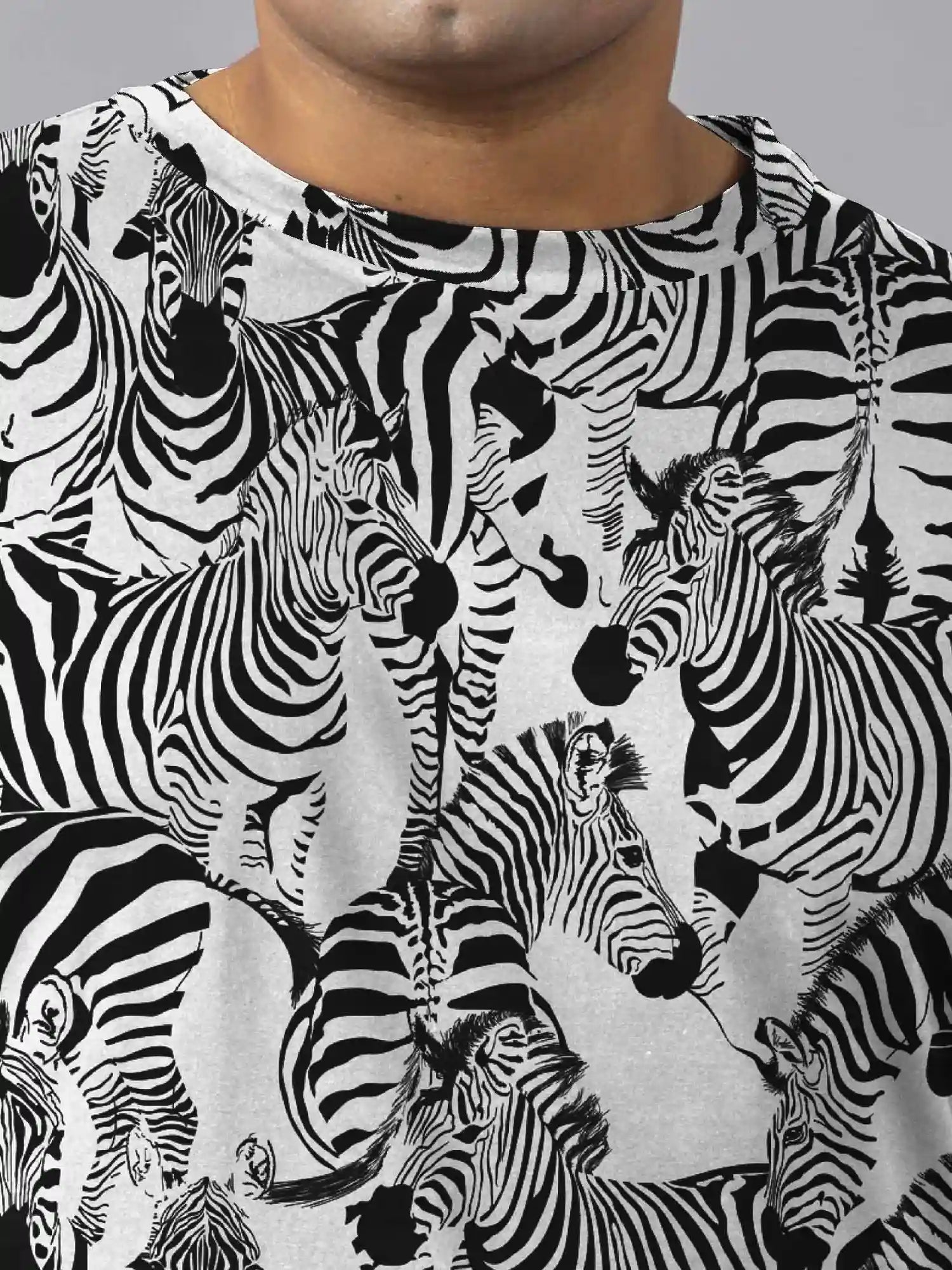 Black Zebra Digital Printed  Knits Plus Size Men’s Full Co-ord Set