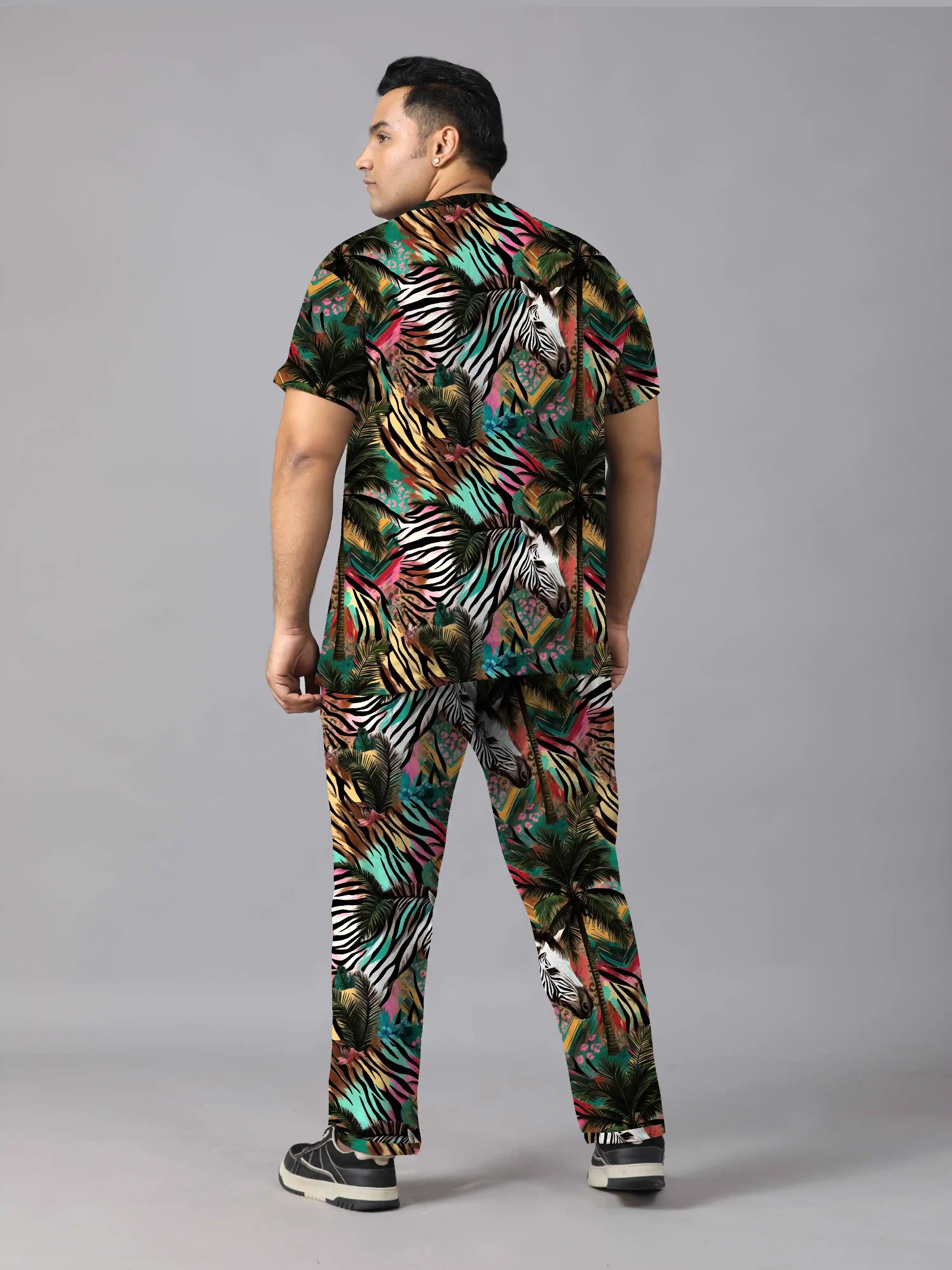 Zebra's Head Digital Printed  Knits Plus Size Men’s Full Co-ord Set
