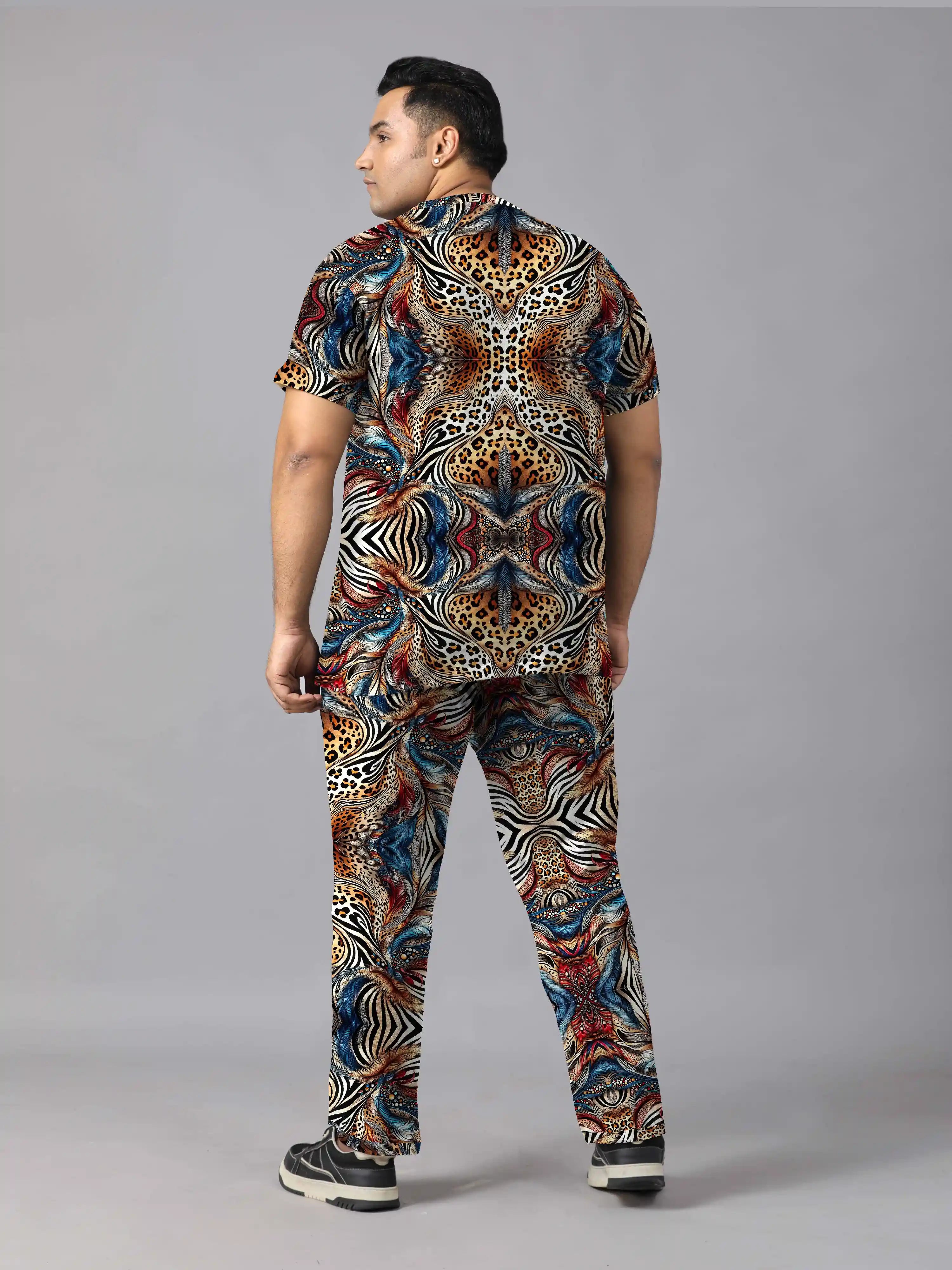 Animal Skin Digital Printed  Knits Plus Size Men’s Full Co-ord Set