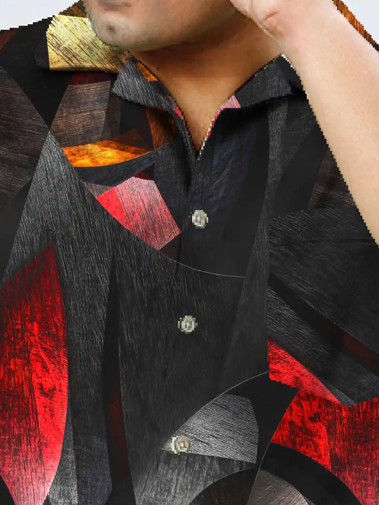 Geometric Shapes Digital Printed Plus Size Men's Half Co-Ord Set