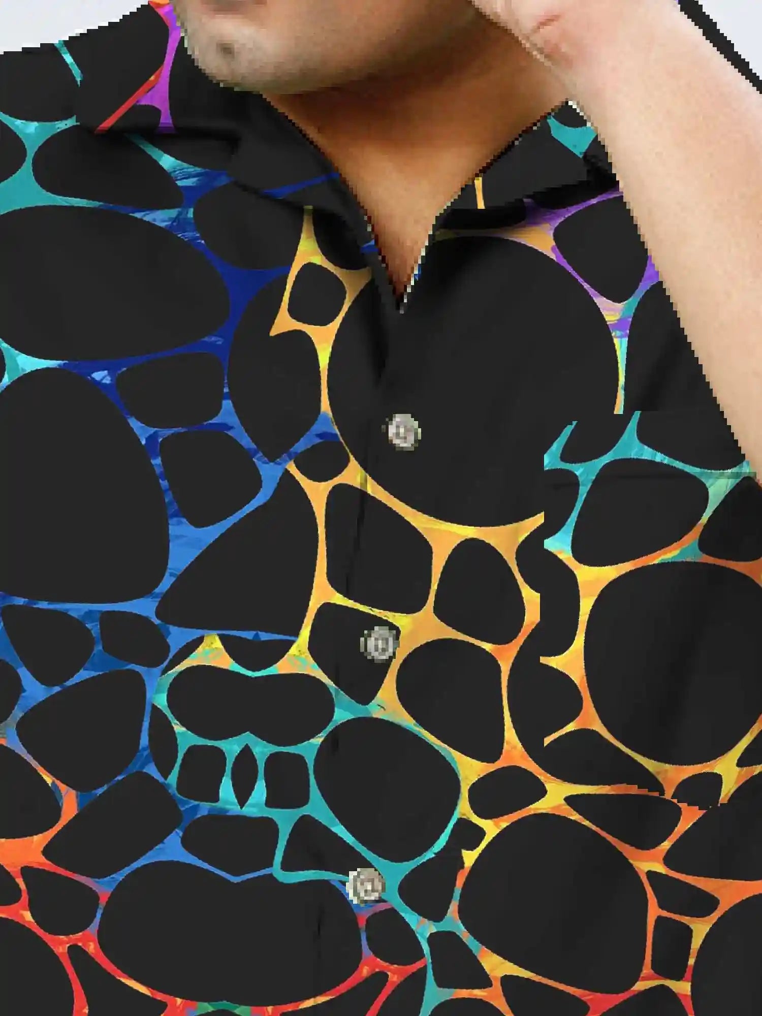 Pebbles Digital Printed Plus Size Men's Half Co-Ord Set