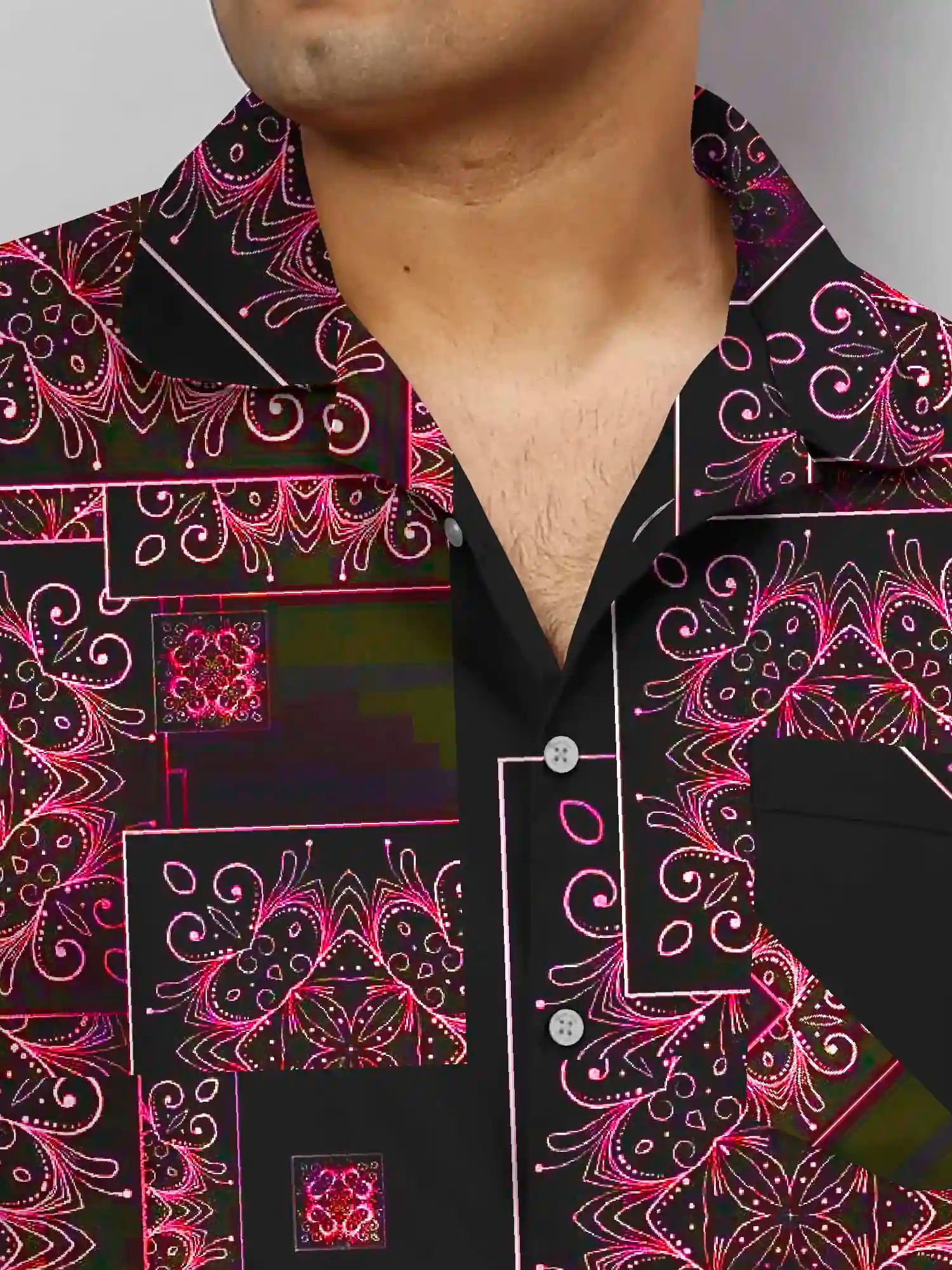 Mandala Square Digital Printed Plus Size Men's Half Co-Ord Set