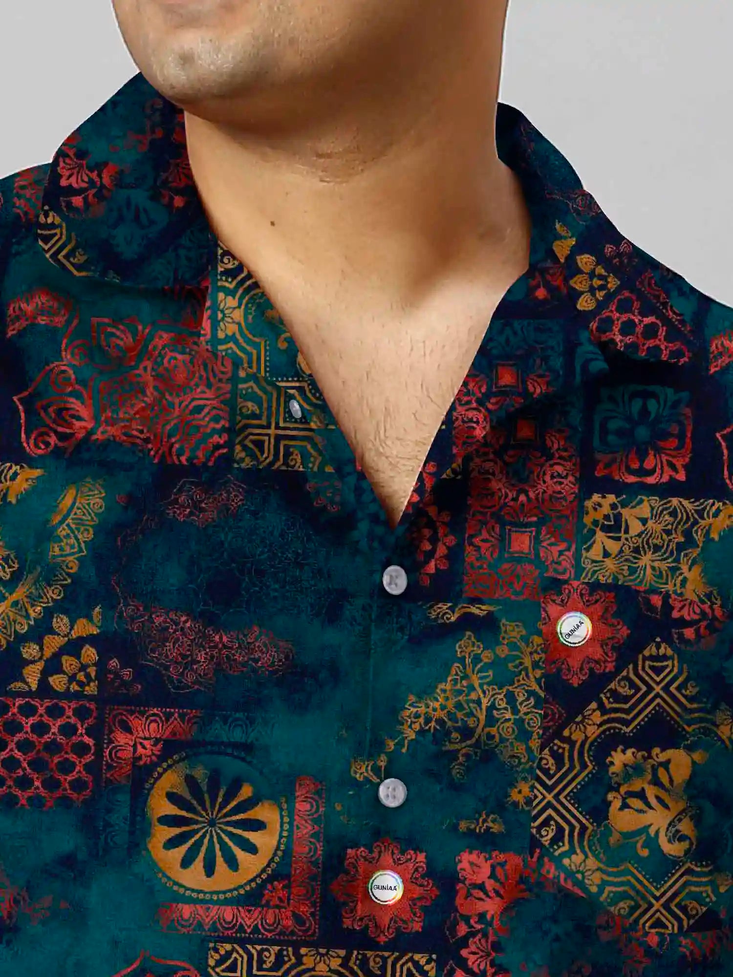 Mandala Pattern Digital Printed Plus Size Men's Half Co-Ord Set