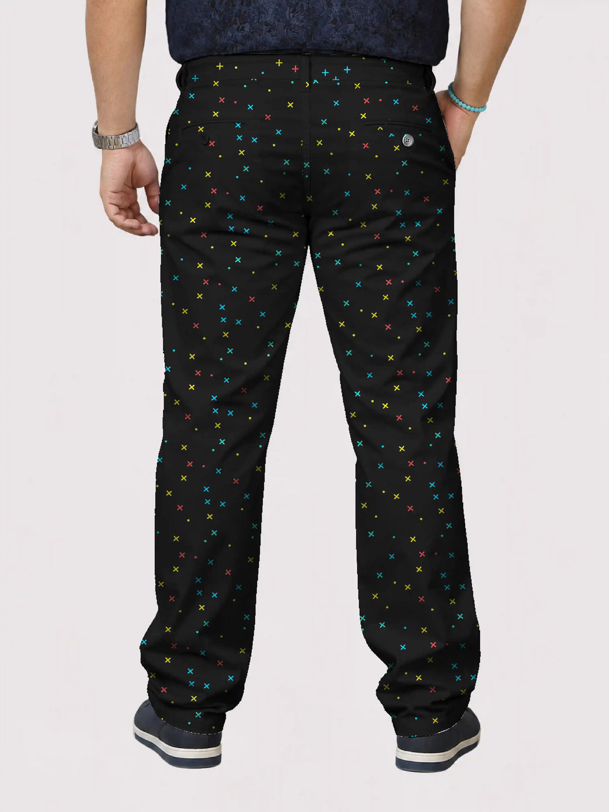 Neon Cross Digital Printed Twill Lycra Men's Plus Size Full Pant