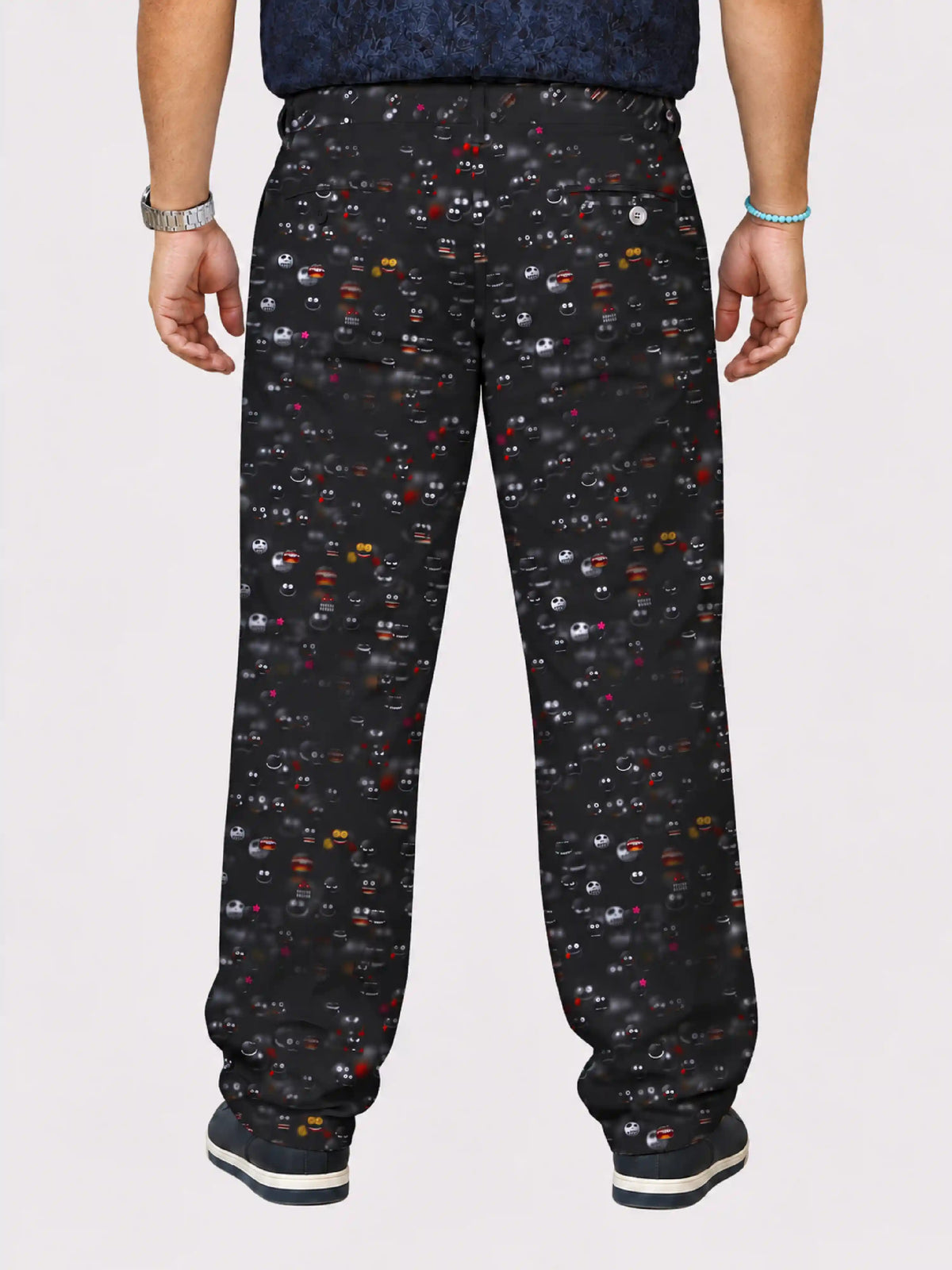 Emoji Night Digital Printed Twill Lycra Men's Plus Size Full Pant