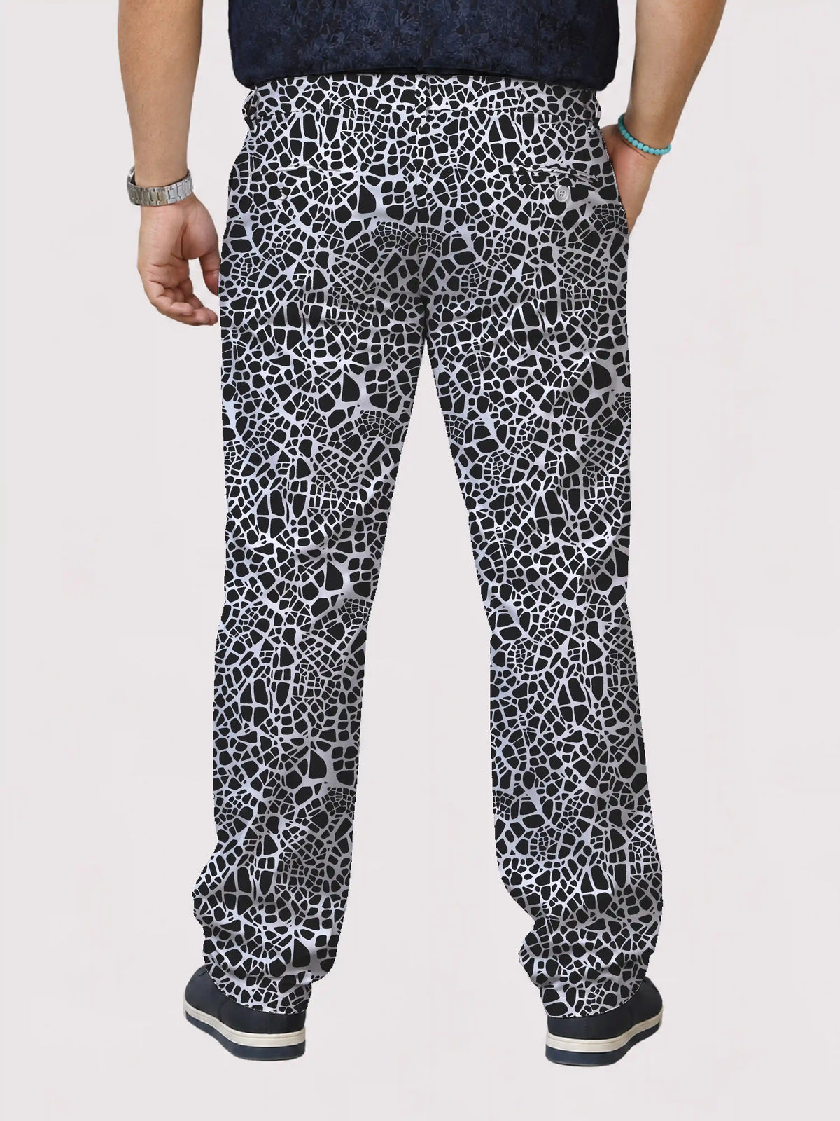 Abstract Stone Digital Printed Twill Lycra Men's Plus Size Full Pant