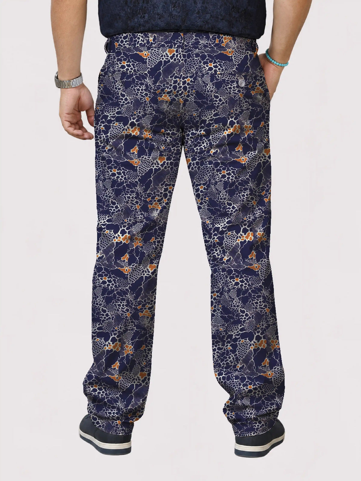 Crackle Skin Digital Printed Twill Lycra Men's Plus Size Full Pant