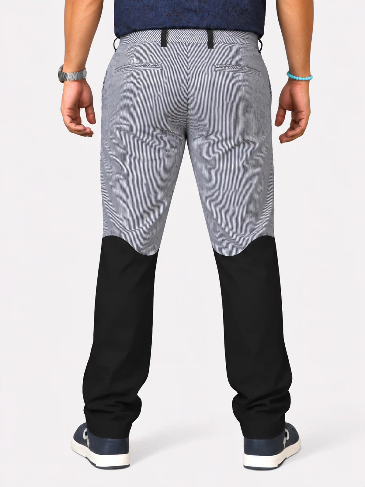 Optical Wave Digital Printed Twill Lycra Men's Plus Size Full Pant