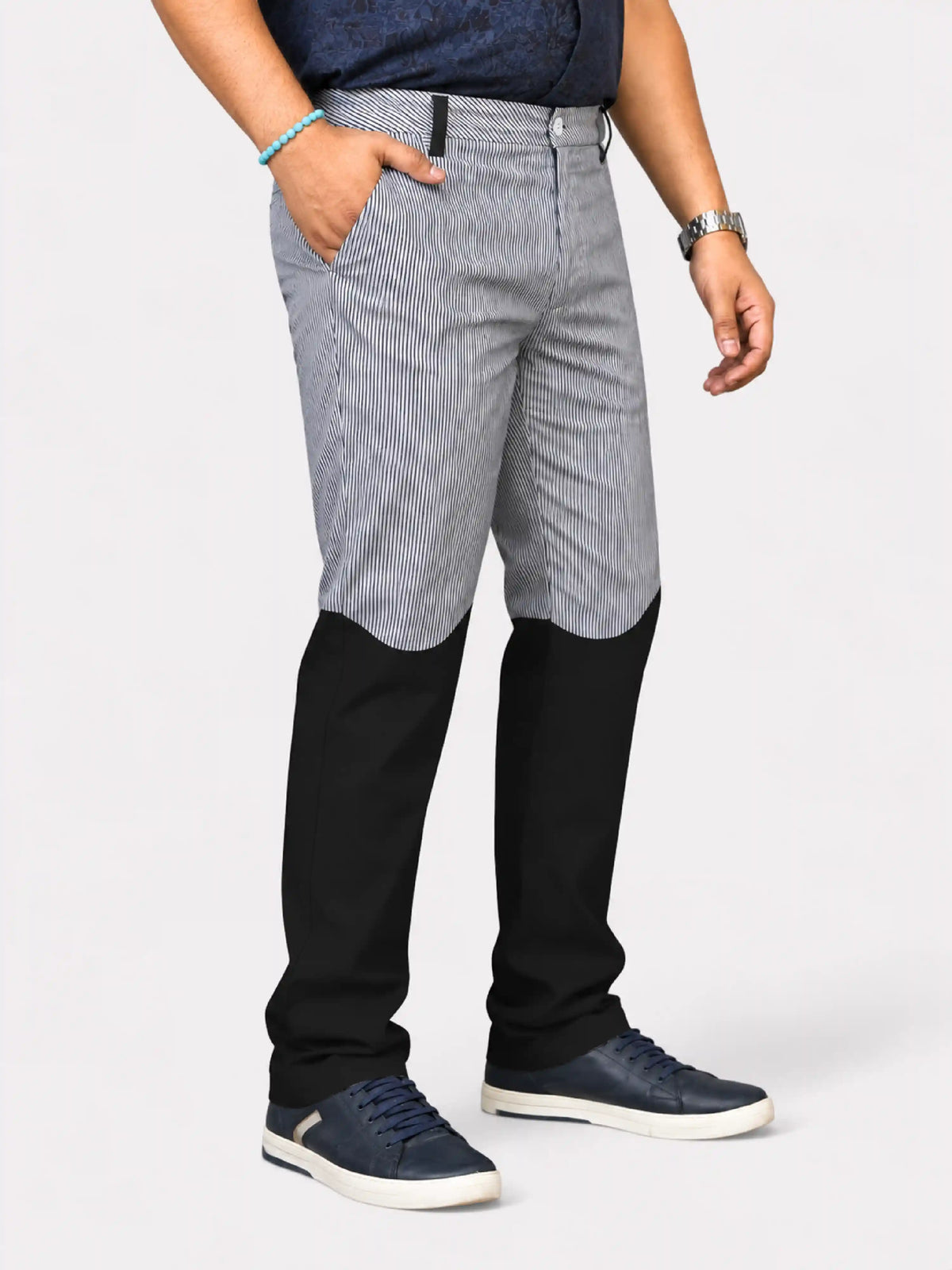 Optical Wave Digital Printed Twill Lycra Men's Plus Size Full Pant