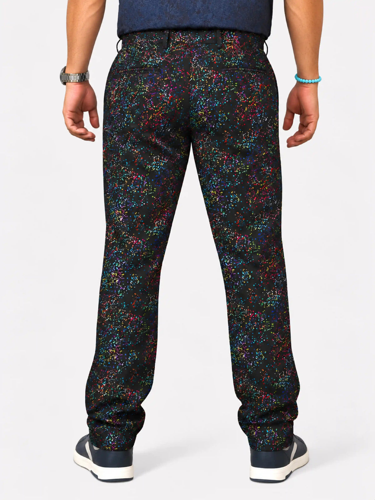 Rainbow Dust Digital Printed Twill Lycra Men's Plus Size Full Pant