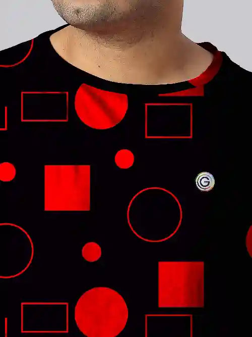 Red Circular Shapes Digital Printed Plus Size T-shirt
