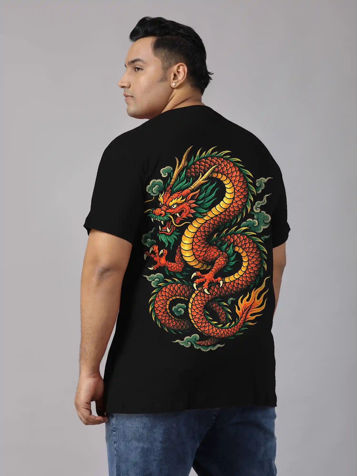 Chinese Dragon Digital Printed Plus Size T-shirt