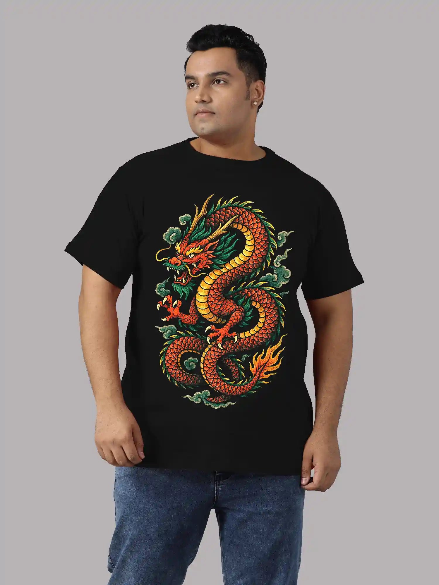 Chinese Dragon Digital Printed Plus Size T-shirt