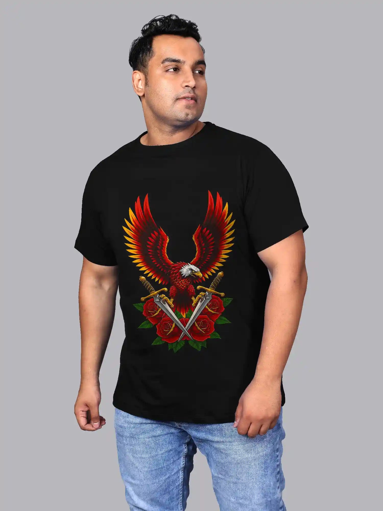 Eagle with Outstretched Digital Printed Plus Size T-shirt