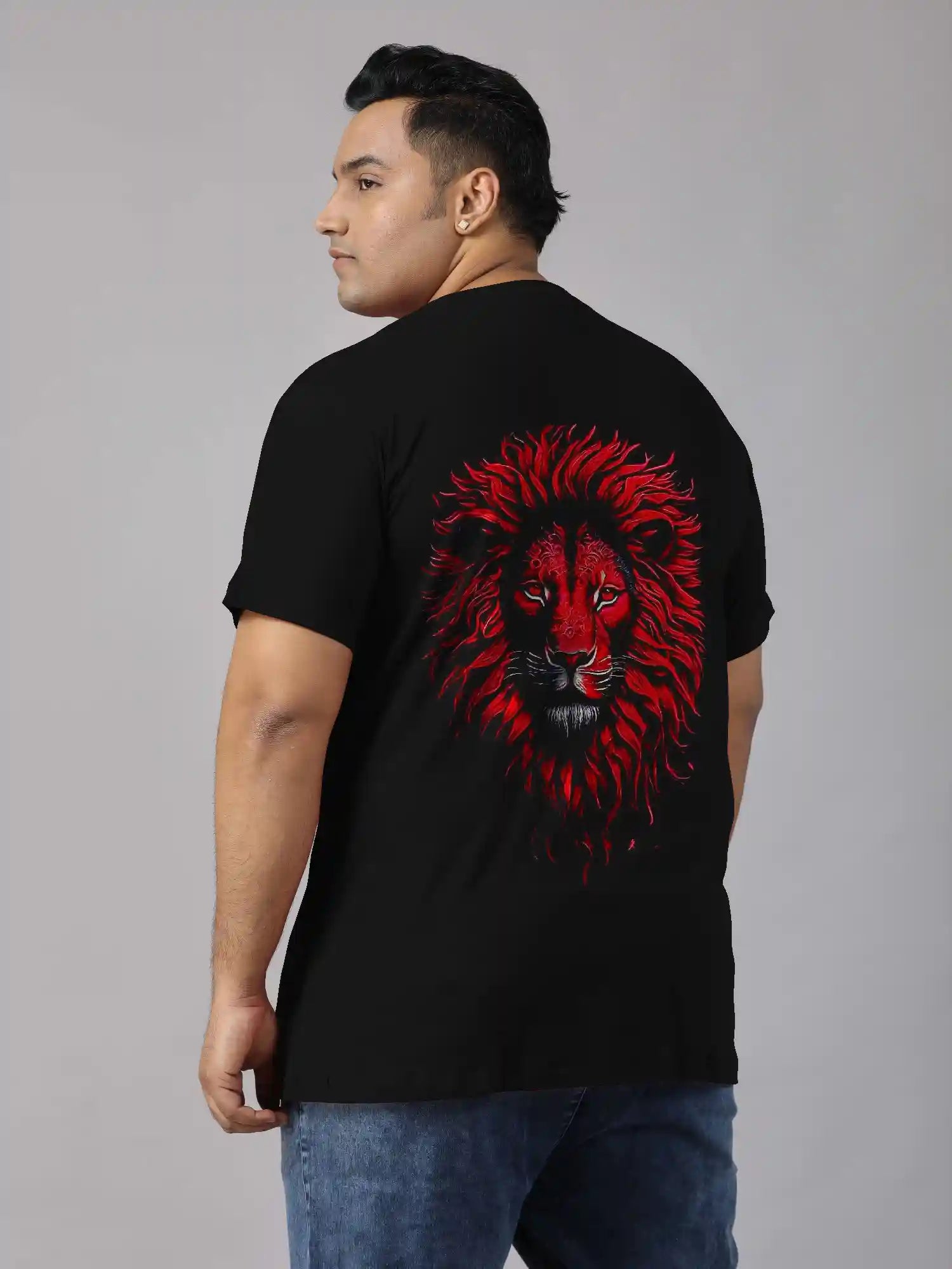 Lion Face Digital Printed Plus Size T-shirt