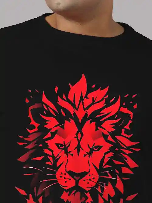 Lion Face Digital Printed Plus Size T-shirt