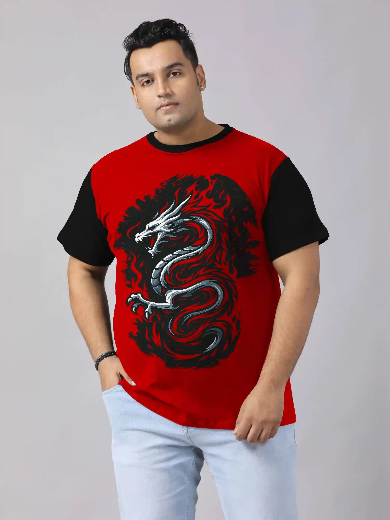 Black Dragon Digital Printed Plus Size T-shirt