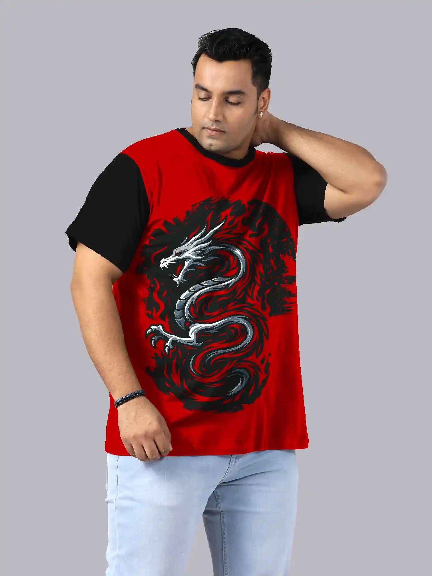 Black Dragon Digital Printed Plus Size T-shirt