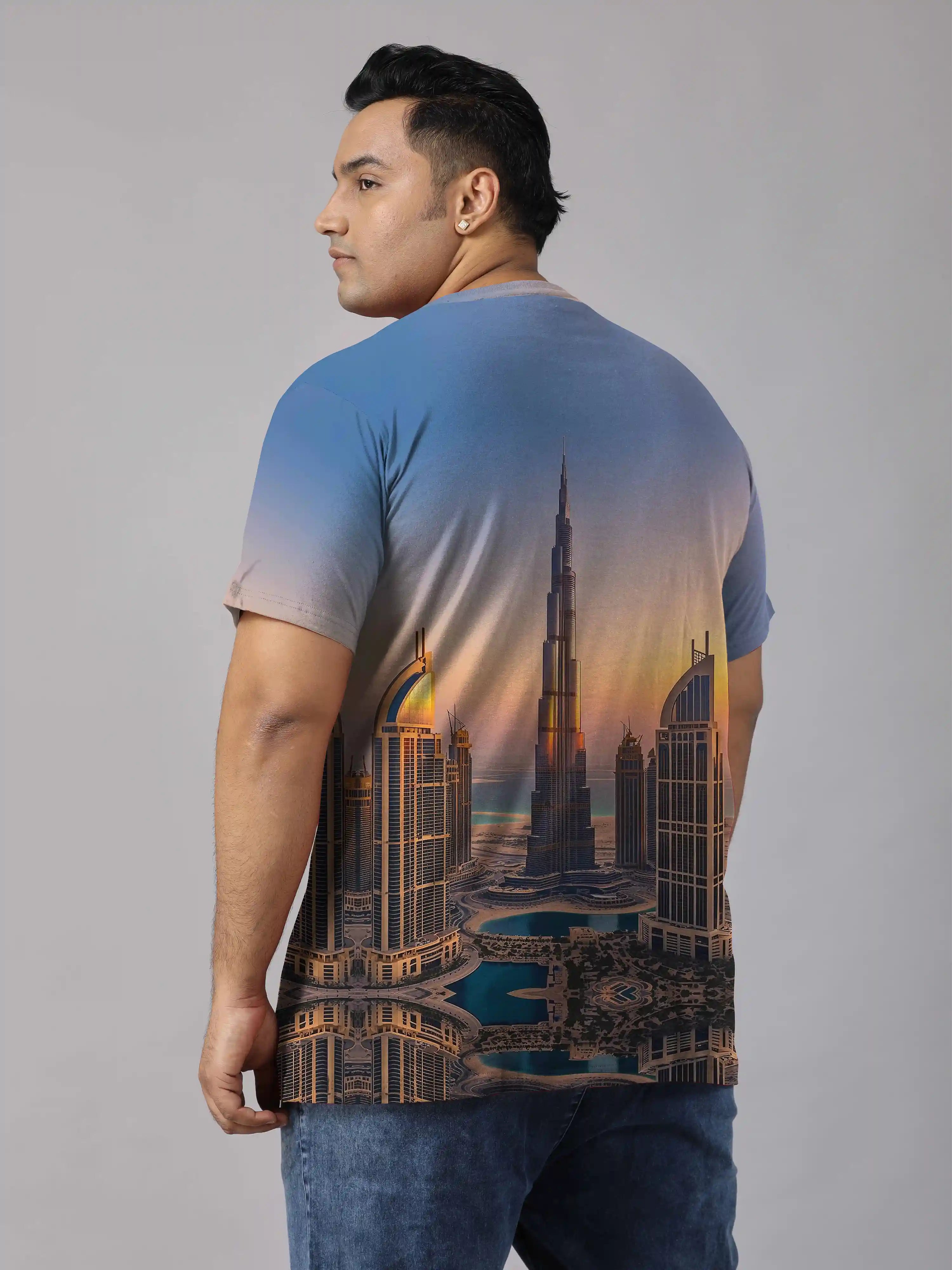 Burj Khalifa Tower Digital Printed Plus Size T-shirt
