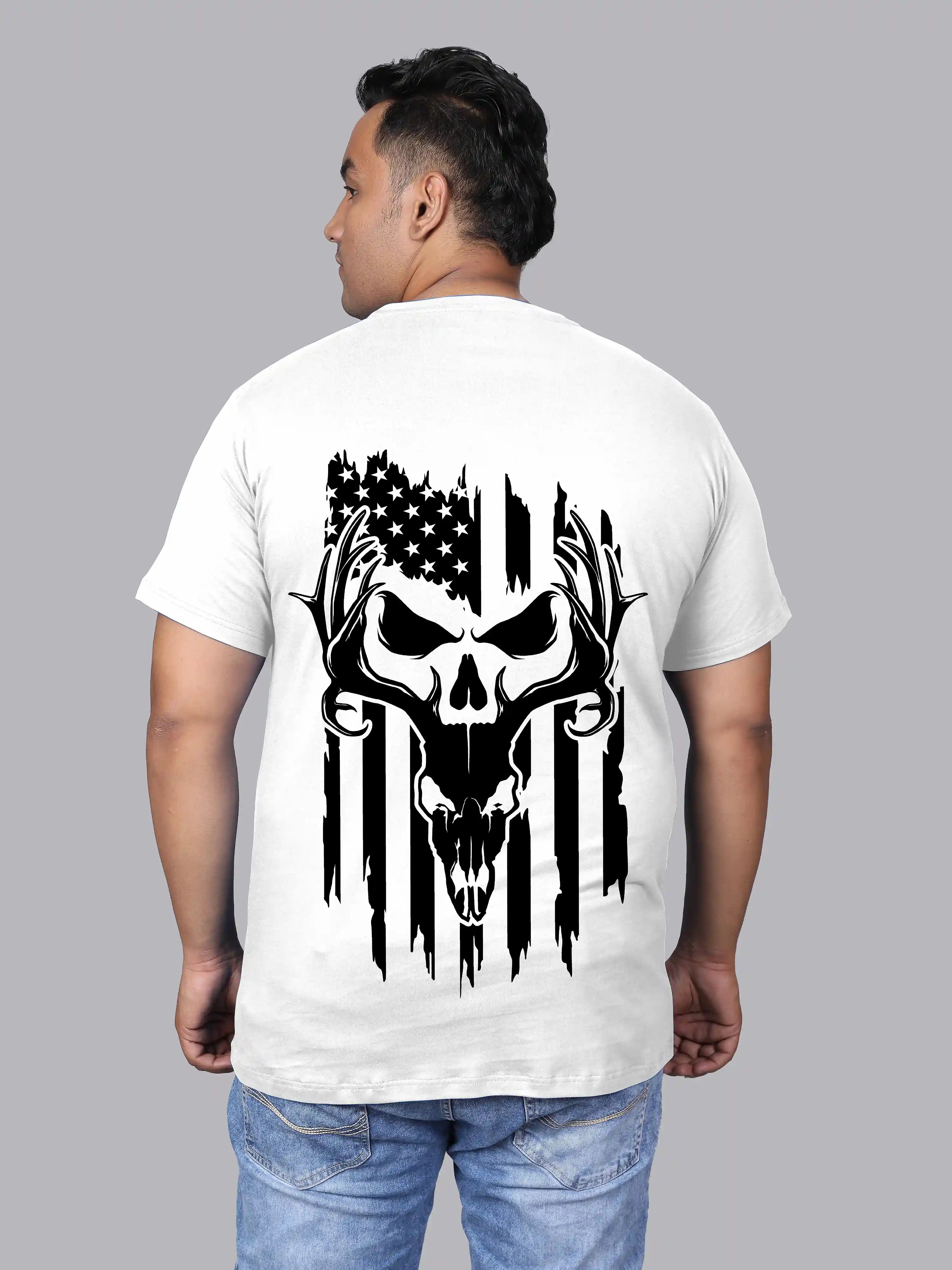 Deer Skull Digital Printed Plus Size T-shirt