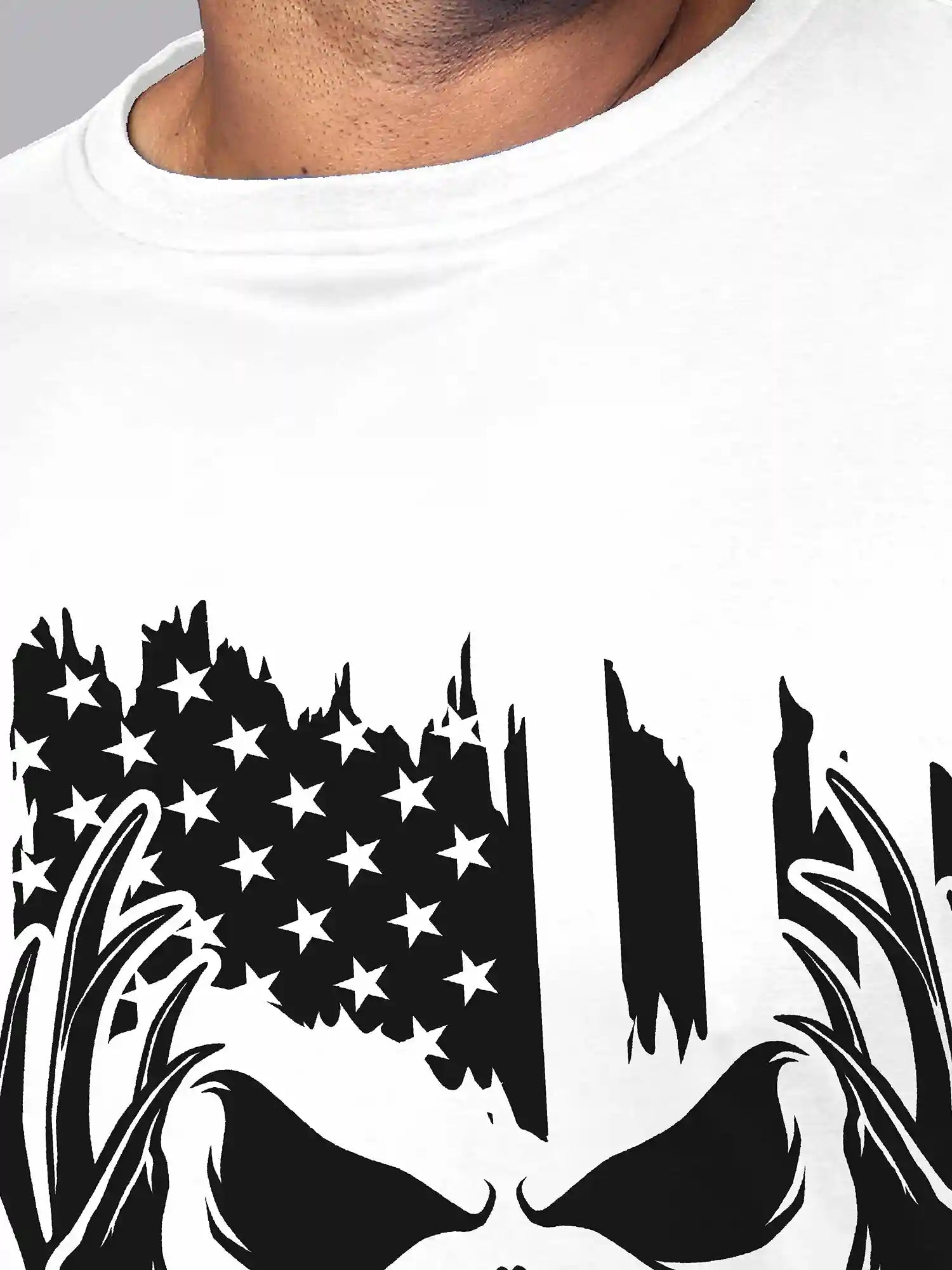 Deer Skull Digital Printed Plus Size T-shirt