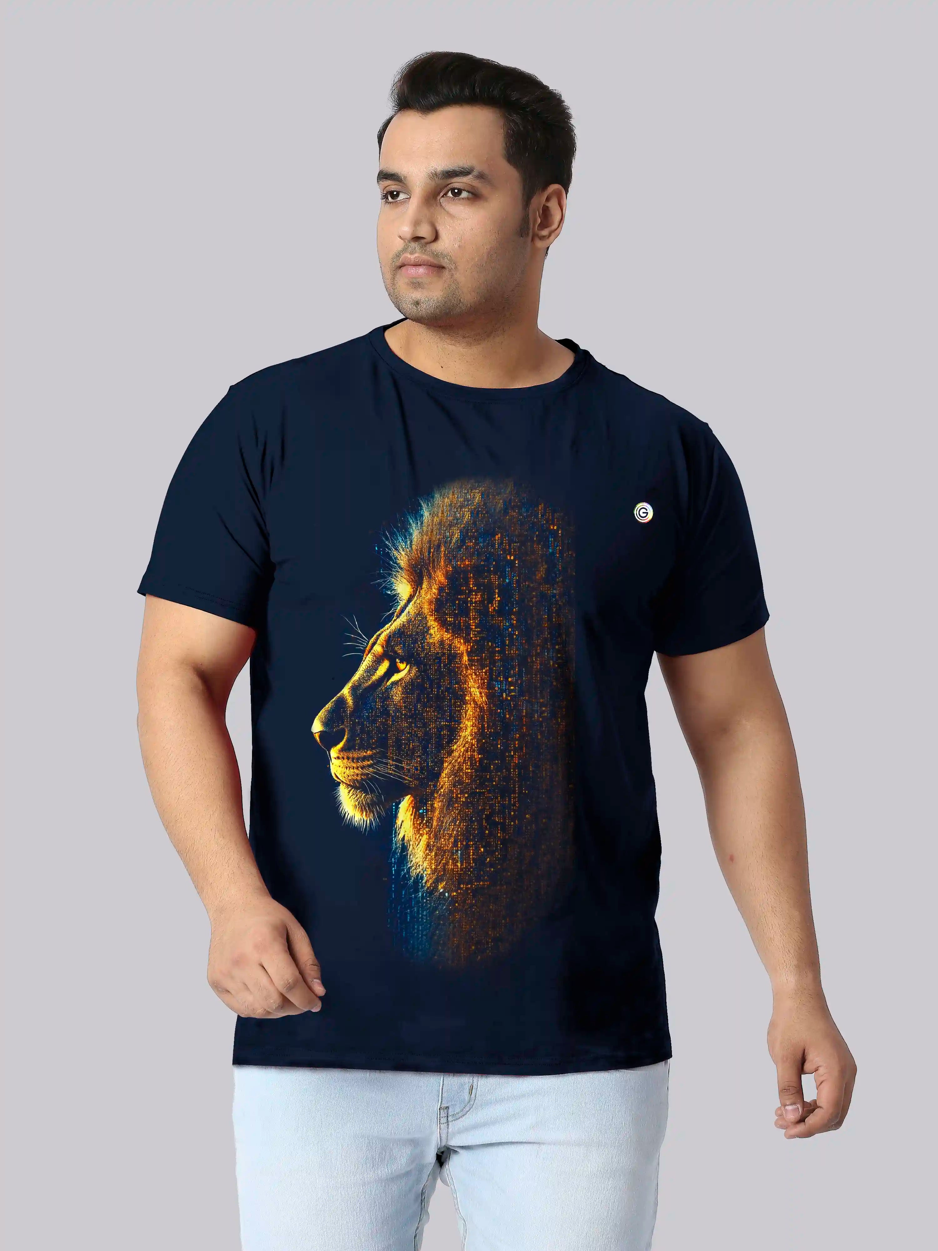 Head of a Lion Digital Printed Plus Size T-shirt
