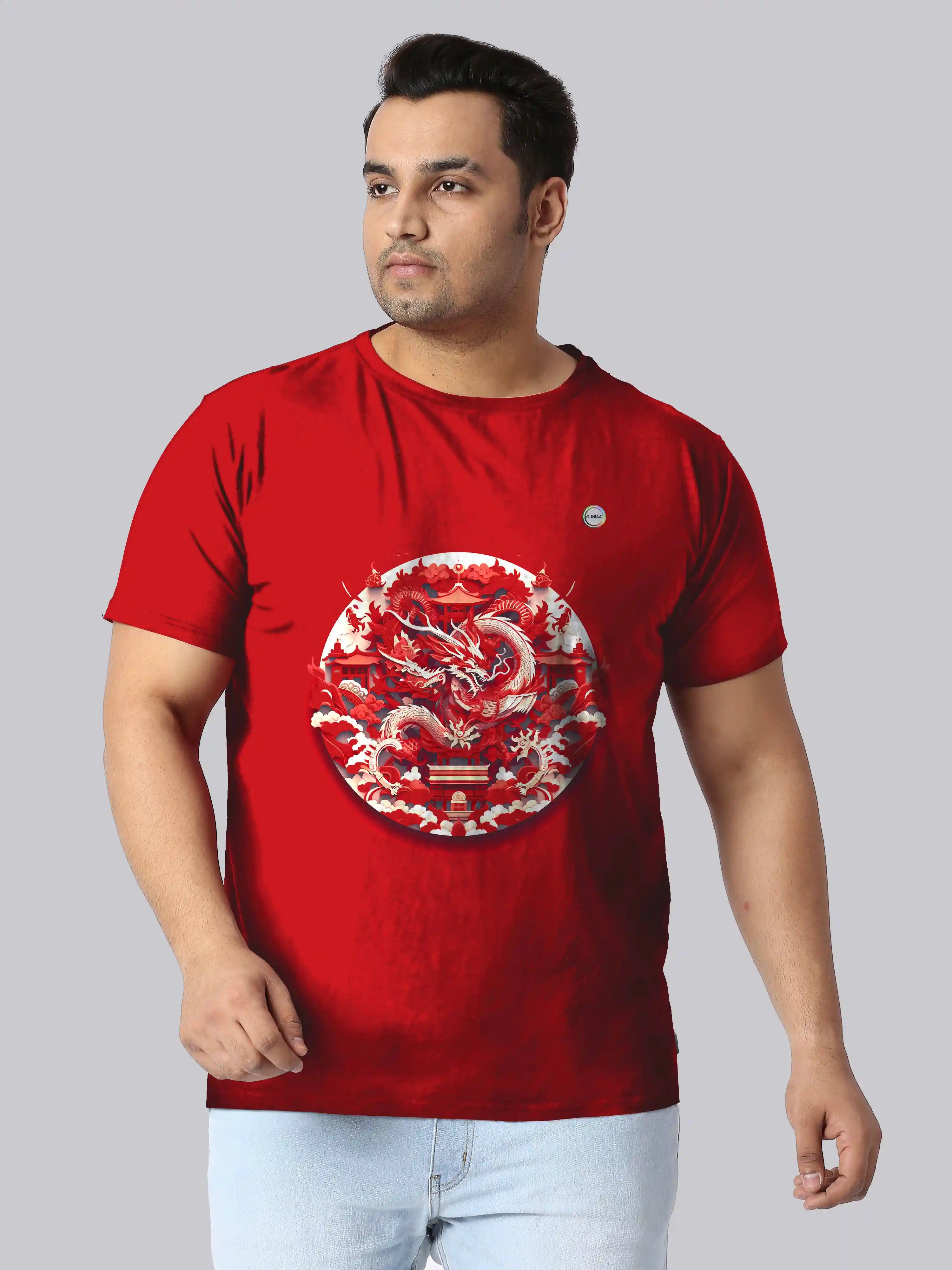 Japanese Dragon Digital Printed Plus Size T-shirt